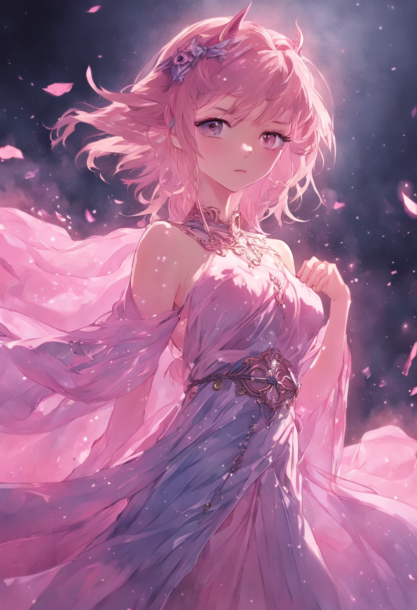 best qualtiy, tmasterpiece, 超高分辨率, Close-up of a woman in a bluish-pink flowing gauze dress, close-up all over the body, sexy for, cropped shoulders, beautiful age girl, a beautiful fantasy empress, Ethereal beauty, beautiful fantasy maiden, Beautiful goddess, ((a beautiful fantasy empress)), Oriental fantasy, Ethereal fantasy, Detailed scenes, amazing pose, Eye-catching accessories, Picturesque
