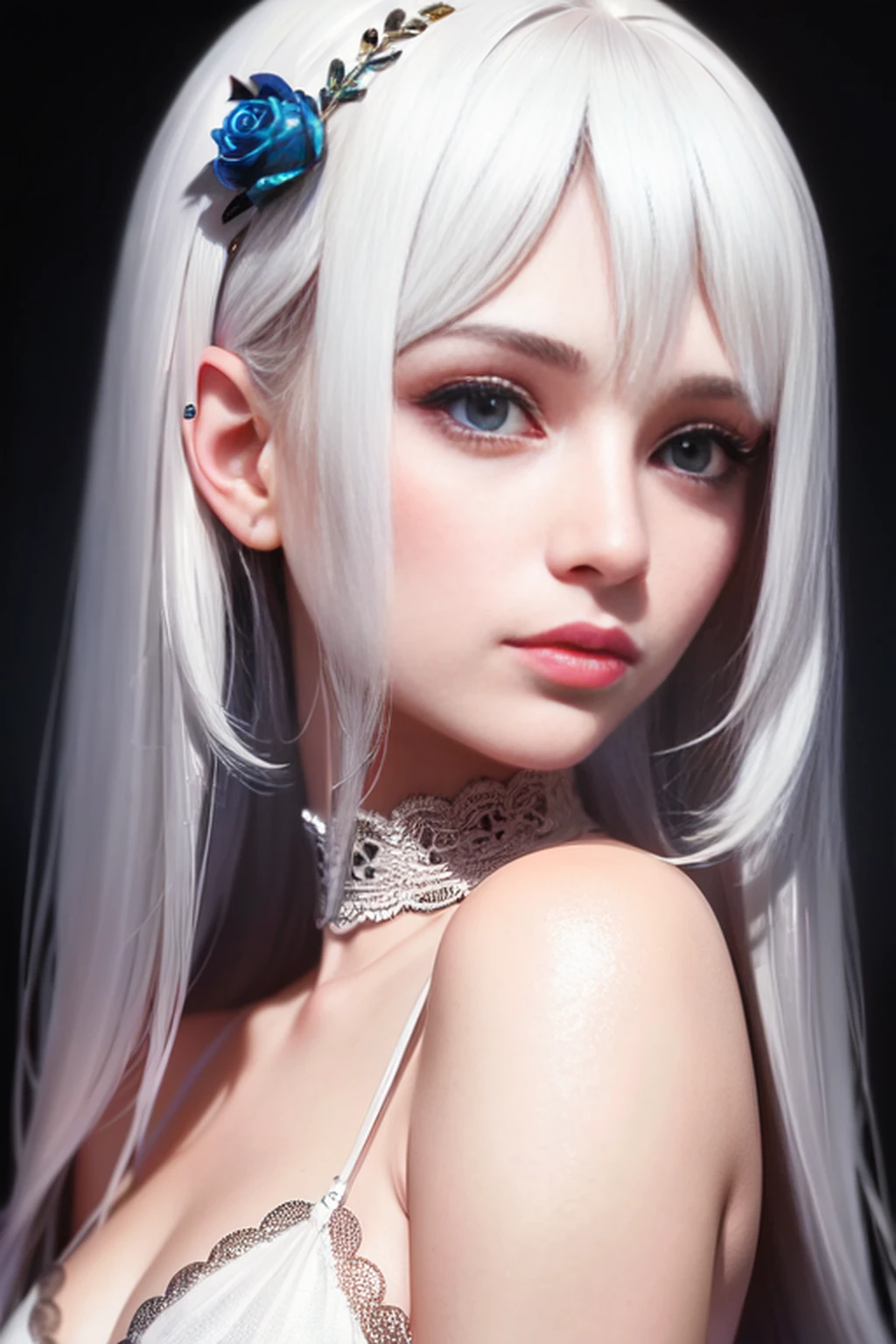 1 girl, beautiful vintage color, Instagram (photorealistic, high resolution: 1.4), staring viewer ((puffy eyes)), full body (8k, RAW photo, highest quality, masterpiece: 1.2), (realistic, photorealistic): 1.37), (sharp focus: 1.2), professional lighting, photon mapping, Radiosity, Physically Based Rendering, (White Skin: 1.2), Viewer Gaze, (Middle Hair: 1.5), Portrait, Purple Eye, (Silver Hair: 1.1), Bangs, (Simple Background: 1.4), Solo, Upper Body, Real, (Masterpiece: 1.4), (Best Quality: 1.4), (Glossy Skin), Fashion Girl, Makeup, Smile (Skinny, Mouth Closed, Shy: 1.3), (Standing, Necromancer: 1.1), medium bust, sexy pose,