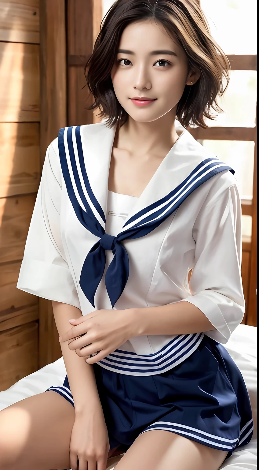  (masterpiece, highest quality:1.2), One Girl, alone, 19 years old、Japanese Girls、beauty、(Beautiful Face、Cute Face)、clear, Female student, Sailor ,　Black Hair、bangs,　Slim figure、Upper Body, Portraiture, Face close-up,