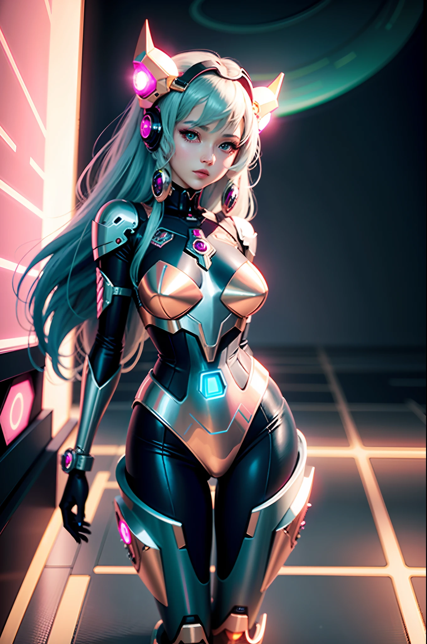 {{{masterpiece, best quality, illustration,game_cg}}} alice \(nikke\),1girl, latex bodysuit,pink bodysuit, carved bodysuit, {{{breasts out}}}, pink, headphones, twintails, shiny clothes, full body, bangs, long pink twintails, blush, gloves, impossible clothes, latex, latex bodysuit, short jacket, skin tight, shrug \(clothing\), medium breasts, slim waist, perfect body, slim legs, long sleeves, looking at viewer, pink eyes, simple background, skin tight, smile, solo, posing, very long hair, white gloves, white hair, :D,,,