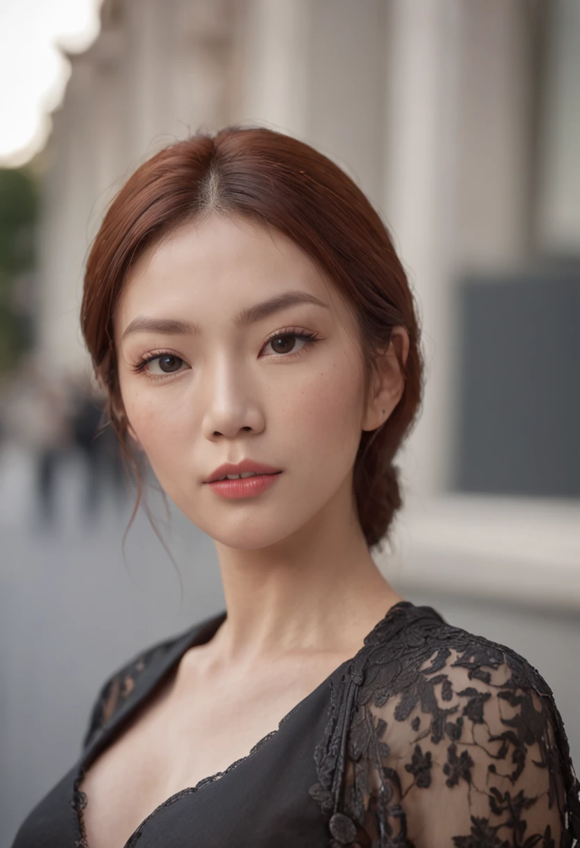 (captivating photograph, professional setting:1.2), (stunning image of a Japanese woman with vibrant, flowing red hair:1.1), (dressed in a sharp and stylish men's formal attire, complete with a well-fitted suit and tightly fastened tie:1.1), (her slender and proportional body accentuated by the tailored clothing:1.1), (Nikon Z7 camera, ideal for capturing fine details in various lighting conditions:1.2), (paired with a Nikon NIKKOR Z 24-70mm f/2.8 S lens for versatile captures:1.2), (her delicate features and flawlessly applied makeup enhancing her striking appearance:1.1), (her clear and bright eyes radiating with an unmistakable sparkle:1.1), (positioned in a sophisticated office environment:1.1), (the lighting casting a soft yet defined glow on her figure:1.1), (the interplay of light and shadows adding depth and dimension to the scene:1.1), (capturing her confident stance and elegant demeanor:1.1), (a moment frozen in time, where beauty and professionalism intersect:1.1), (an image that encapsulates the fusion of strength, style, and femininity:1.1)), Cinematic, Hyper-detailed, insane details, Beautifully color graded, Unreal Engine, DOF, Super-Resolution, Megapixel, Cinematic Lightning, Anti-Aliasing, FKAA, TXAA, RTX, SSAO, Post Processing, Post Production, Tone Mapping, CGI, VFX, SFX, Insanely detailed and intricate, Hyper maximalist, Hyper realistic, Volumetric, Photorealistic, ultra photoreal, ultra-detailed, intricate details, Super detailed, Full color, Volumetric lightning, HDR, Realistic, Unreal Engine, 16K, Sharp focus, Octane render