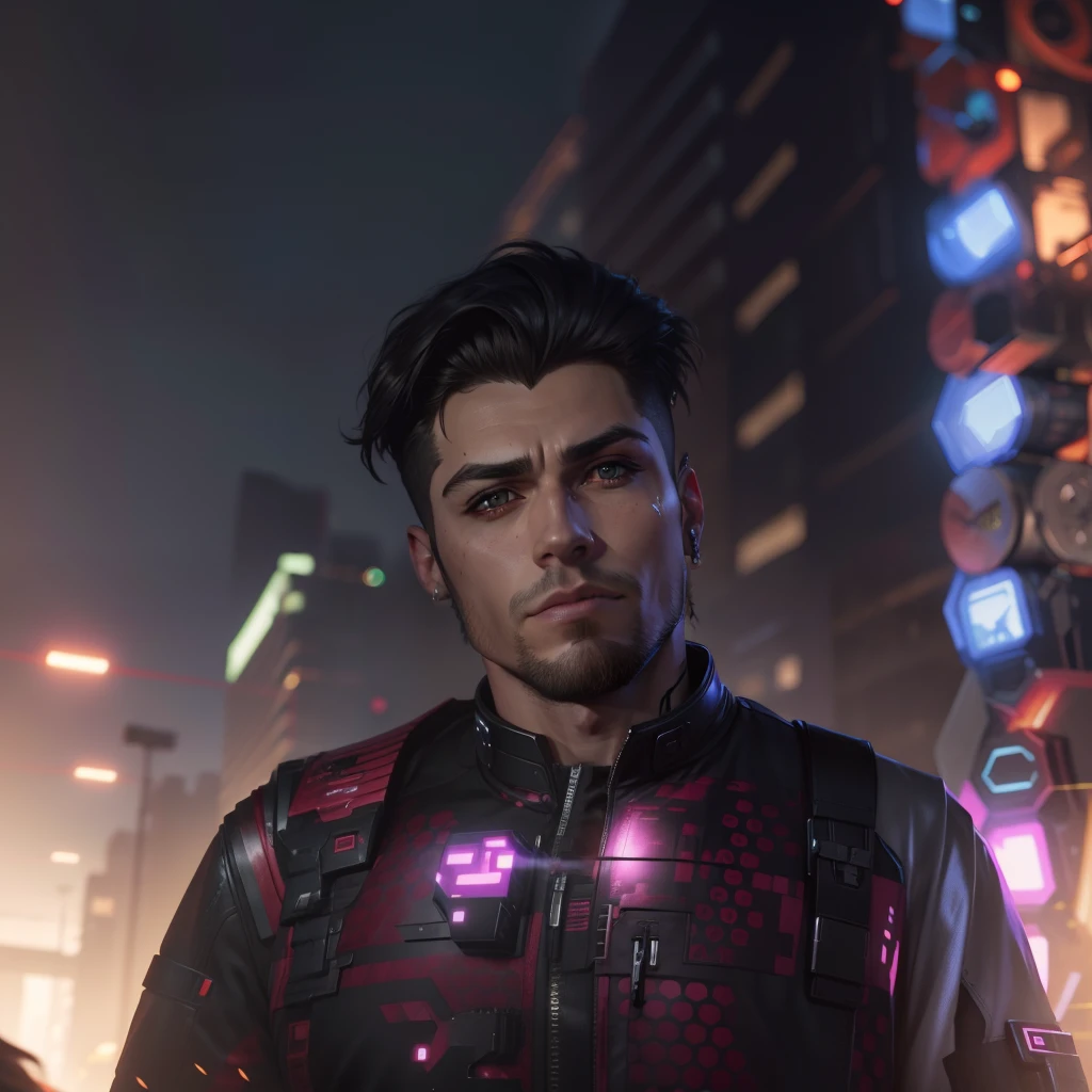 Change background cyberpunk handsome boy, realistic face, 8k, ultra realistic,