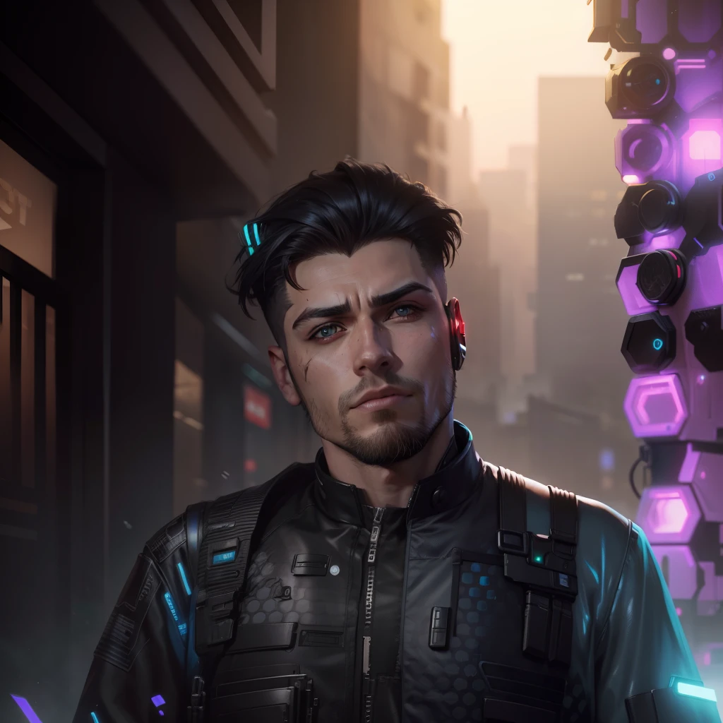 Change background cyberpunk handsome boy, realistic face, 8k, ultra realistic,