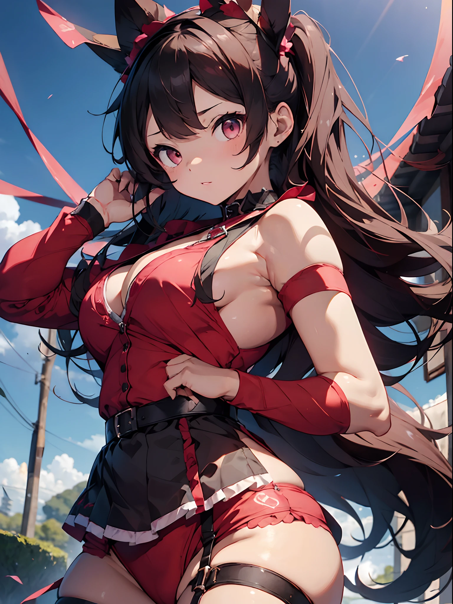 Female buttocks facing the screen、Backward perspective、A dark-haired、pink seduction background、A sexy、Busty body、a closeup、Erotic Lingerie、top-quality、Red face、8K、moonlights、superclear、Full of charm、​masterpiece、high detailing、beatiful backgrounds、Detailed drawing、