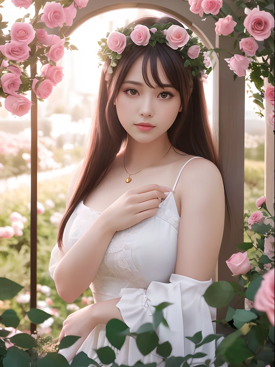 Professional photography, realistic, a clump of pink roses outside the house, beautiful and aesthetic, soft pink, beautiful beauty, roses in movie lights, lush flowers outdoors, nature and floral aesthetics, rose garden, roses, portal made of roses, beautiful images, roses, fantastic aesthetics, in a cottage core garden, pink golden hour, (masterpiece: 1.6, best quality), (fine detailed beautiful eyes: 1.2), (extremely detailed CG unity 8k wallpaper, masterpiece, super detailed, best shadows), (detailed background), high contrast, (best lighting, extremely refined and beautiful), ((color paint splash on transparent background, Dulux,)), ((caustic)), dynamic angles, beautiful details glowing, amazing, high detail, very detailed, beautiful, building shots, surrealism, Unreal Engine 5