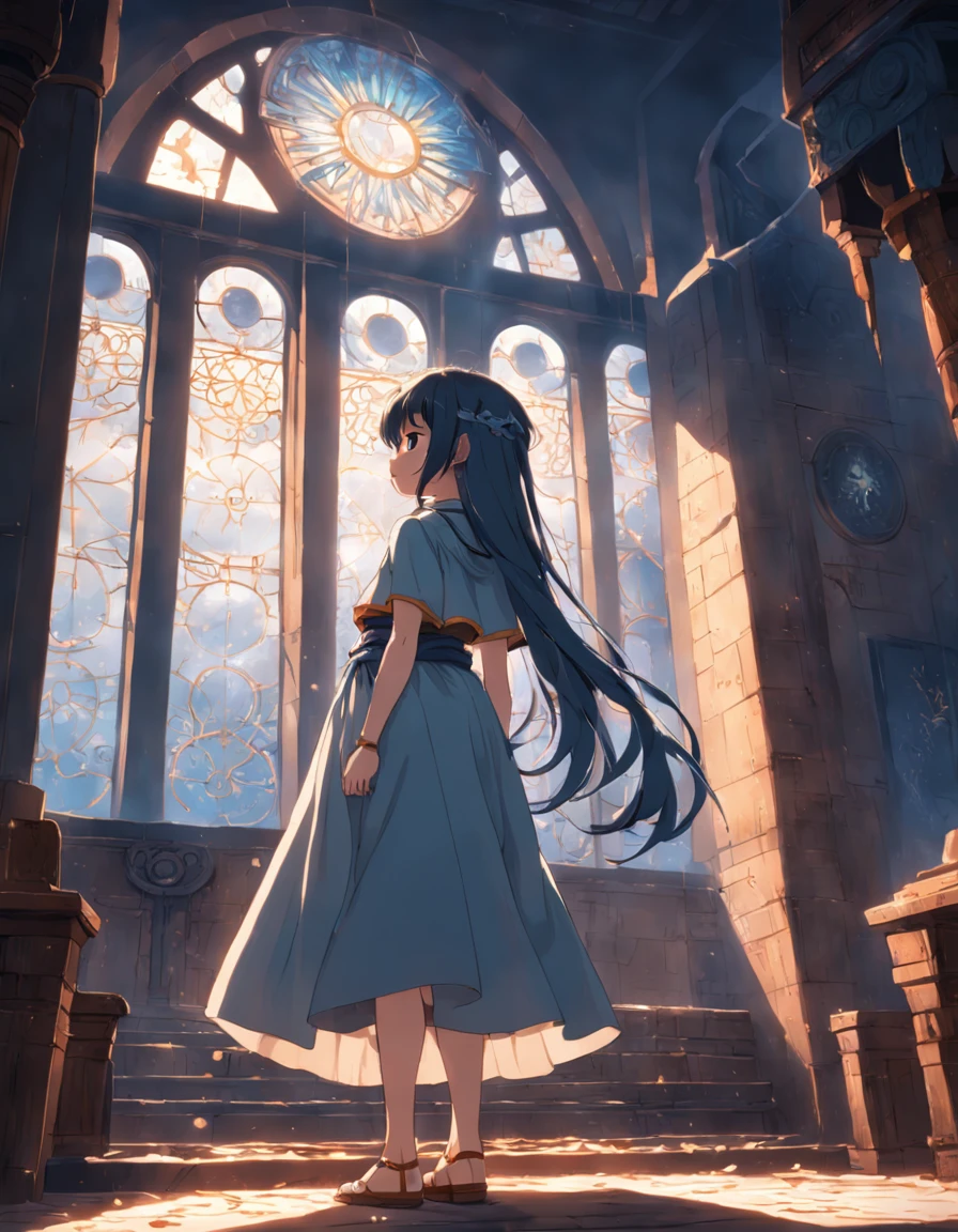A detailed maya heroe, sunbeams through the window