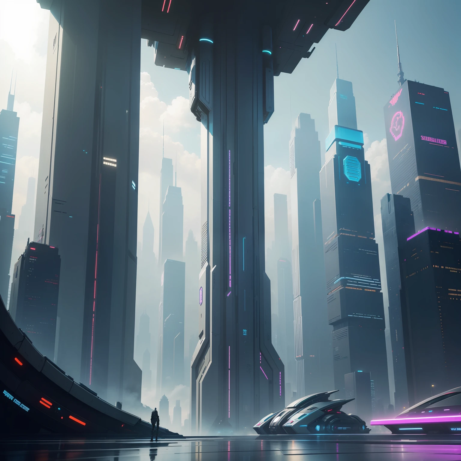 A beautiful cyberpunk futuristic world、Skyscrapers、Sci-Fi Art top-quality、masterpiece、超A high resolution、futuristic cities