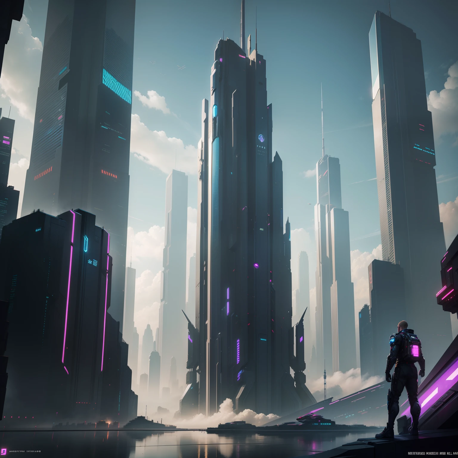 A beautiful cyberpunk futuristic world、Skyscrapers、Sci-Fi Art top-quality、masterpiece、超A high resolution、futuristic cities