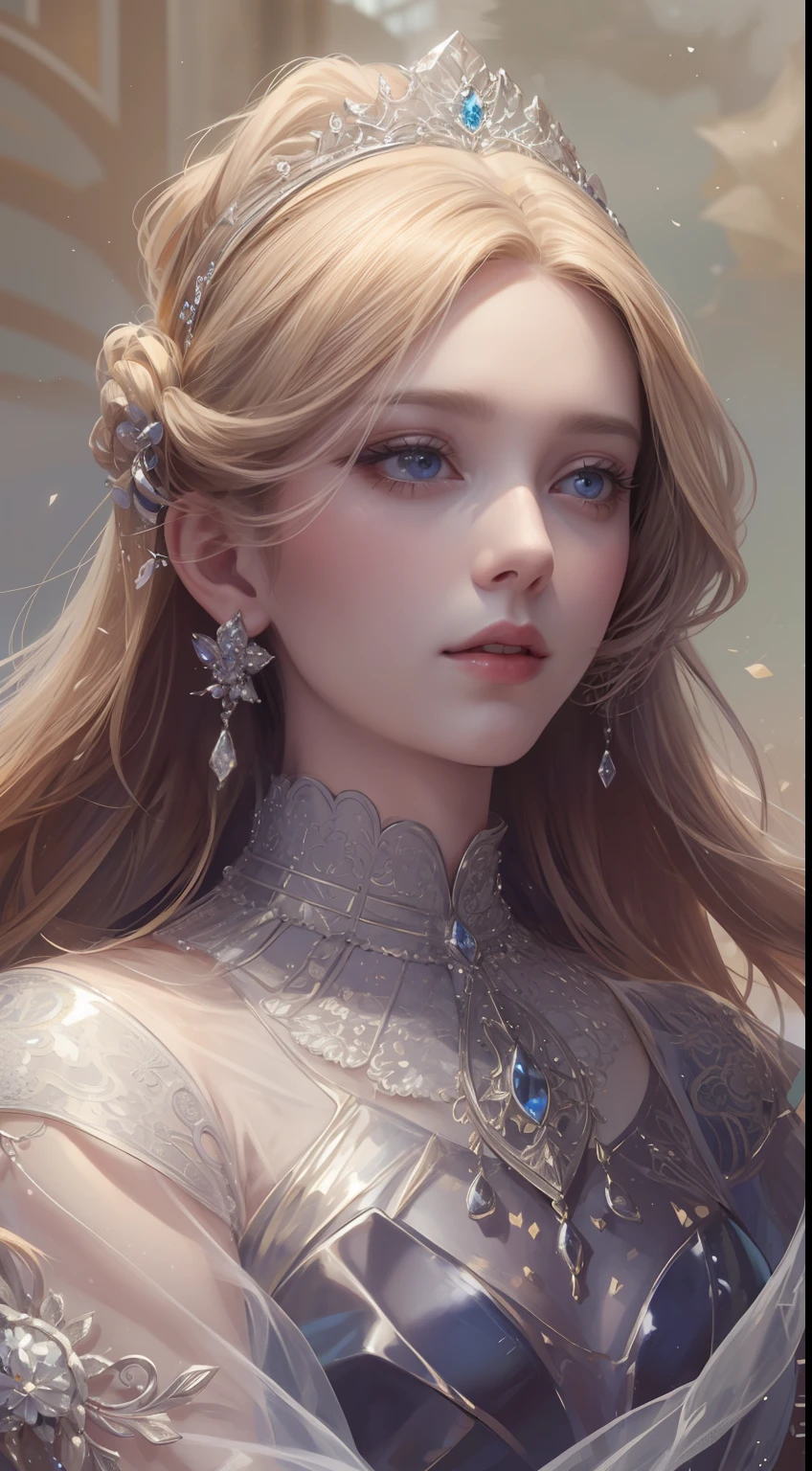 A woman with long blonde hair wearing a tia and a tiable - SeaArt AI