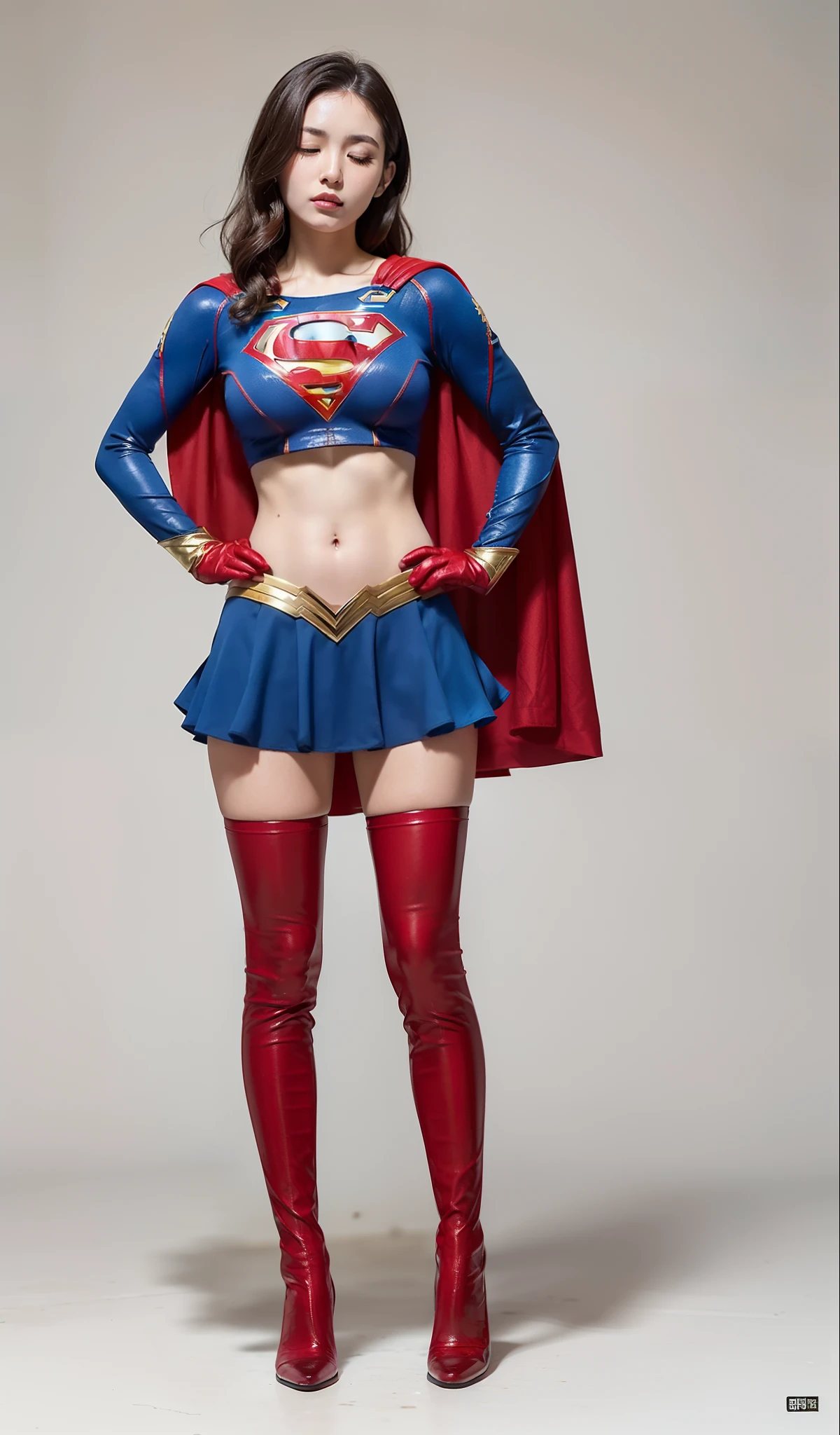 (((Make the most of the original image)))、(((Supergirl Costume)))、(((Tricky)))、(((Eyes closed、s asleep)))、((bras、weak legs))、(((Facing down、Depressed)))、((Get))、((Suffering))、((Doll condition))、((Suffering))、(((Wear red gloves)))、(((lustrous dark hair)))、(((Suffering)))、(((Being done)))、((Stockings are torn))、((Top image quality、8K))、((top-quality、8K、​masterpiece:1.3))、Crisp focus:1.2、Beautiful woman with perfect body shape:1.4、Slender Abs:1.2、((layers-Cut、large boob:1.2))、a wet body:1.5、Highly detailed facial and skin texture、