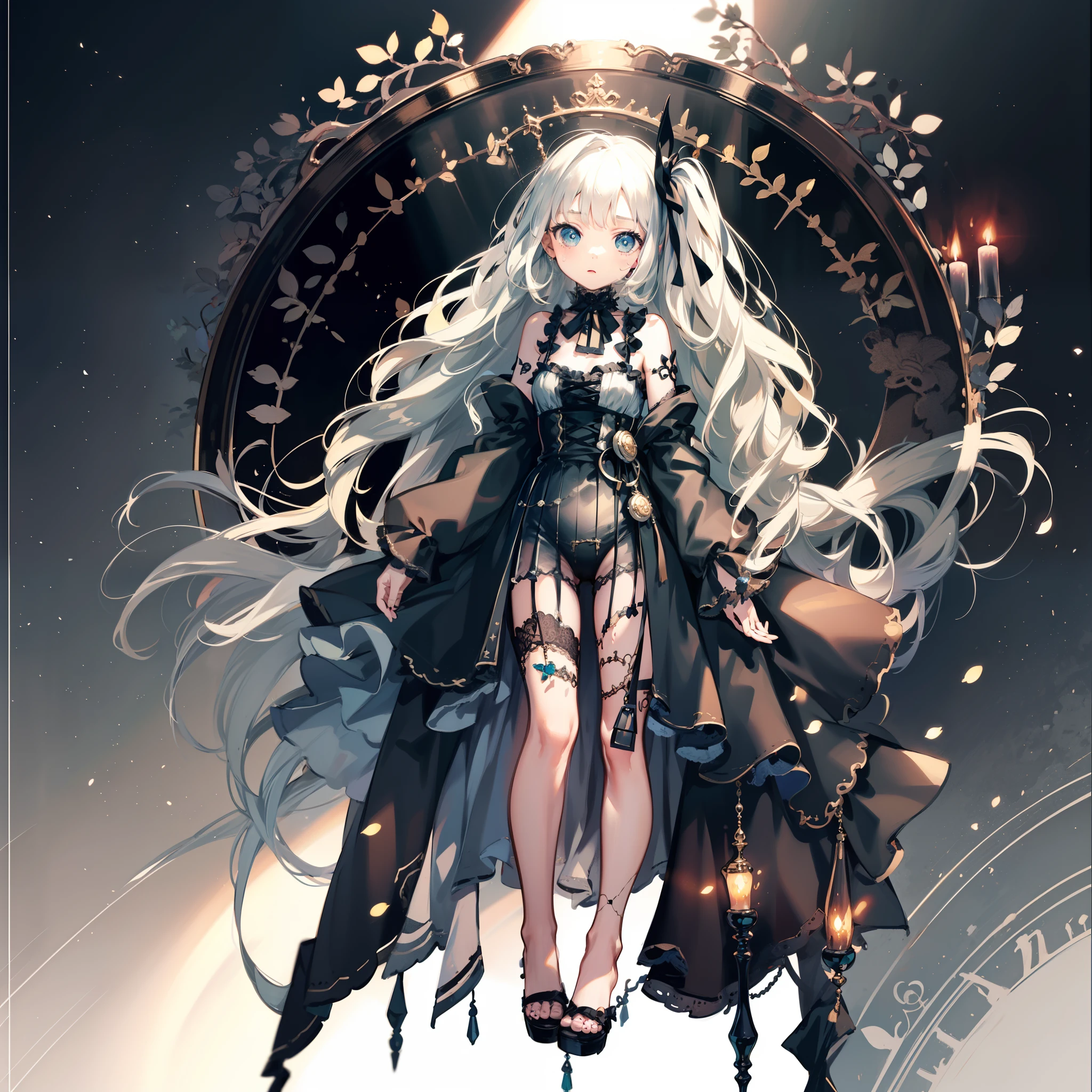 very cute female child:1.1,10 yo,Gothic Lolita:1.8,dutch angle shot,ground-level shot,low angle,full body shot,medium shot,Barefoot,livingroom:1.5,Summer,day, Long hair,flat chest,Wind,Drooping sweat:1.1,(4K), (Raw photo: 1.2), (Realism: 1.4), (masutepiece: 1.3), (exquisite detailing: 1.2), Delicate and beautiful details, (Eye Detail), (Facial Detailed), (Highest Quality) :1.4), (Hyper-Resolution: 1.2),(very detailed illustration), Best Quality,depth of fields, Wide light, natural shadows