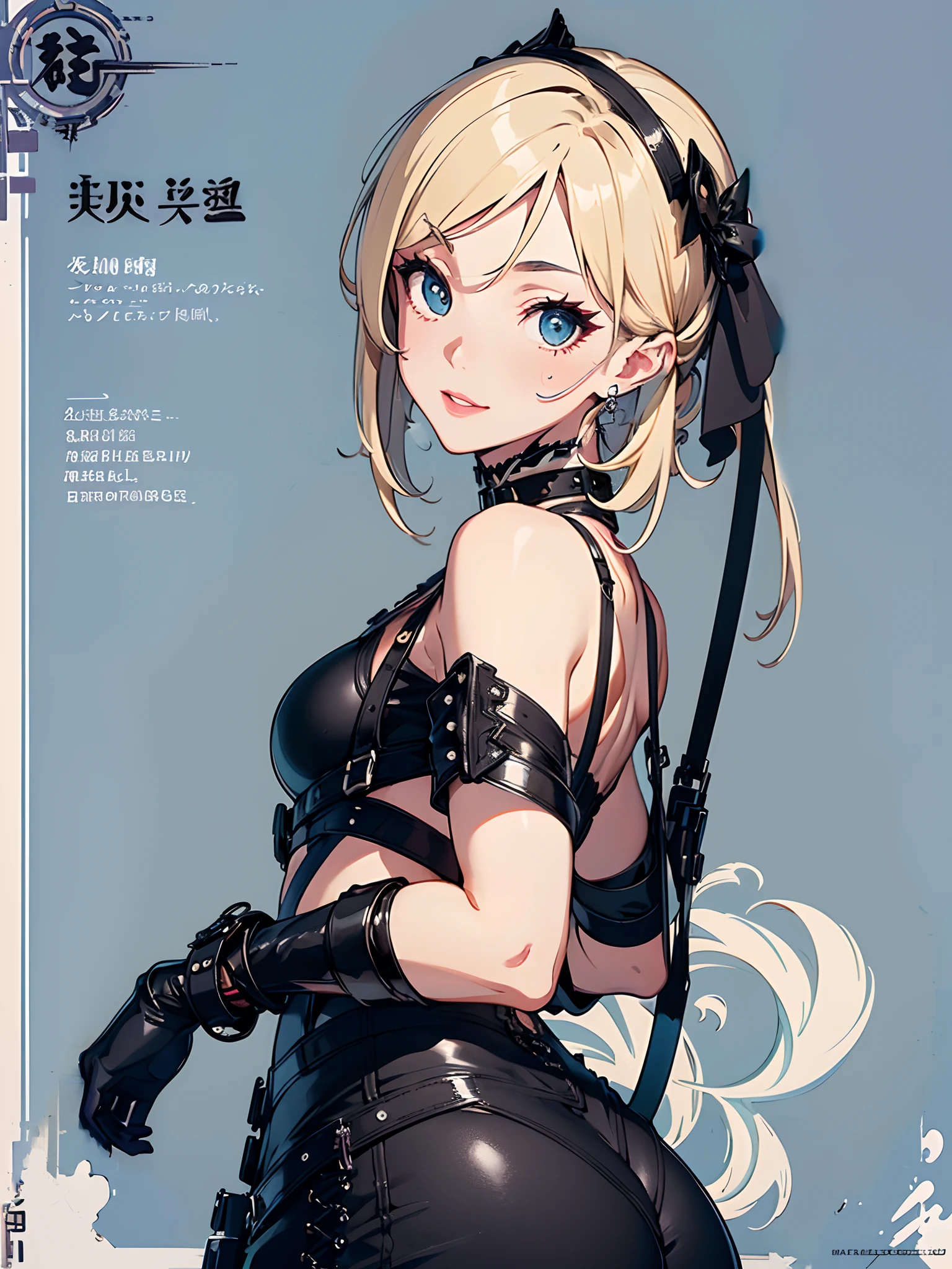 ((Konpaku Youmu)), short hair, white hair, bangs, multiple expressions,thick thighs, leotard, masterpiece, best quality, absurd res, character sheet, multiple views of the same character, full body, large breasts, blue eyes, black bowtie, Black hairband, sexy, perfect face,