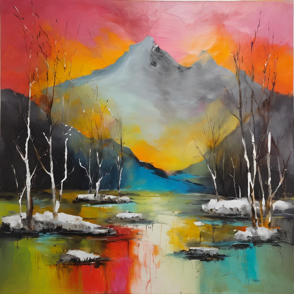 Mountains drawn in ink々Snow scenery of