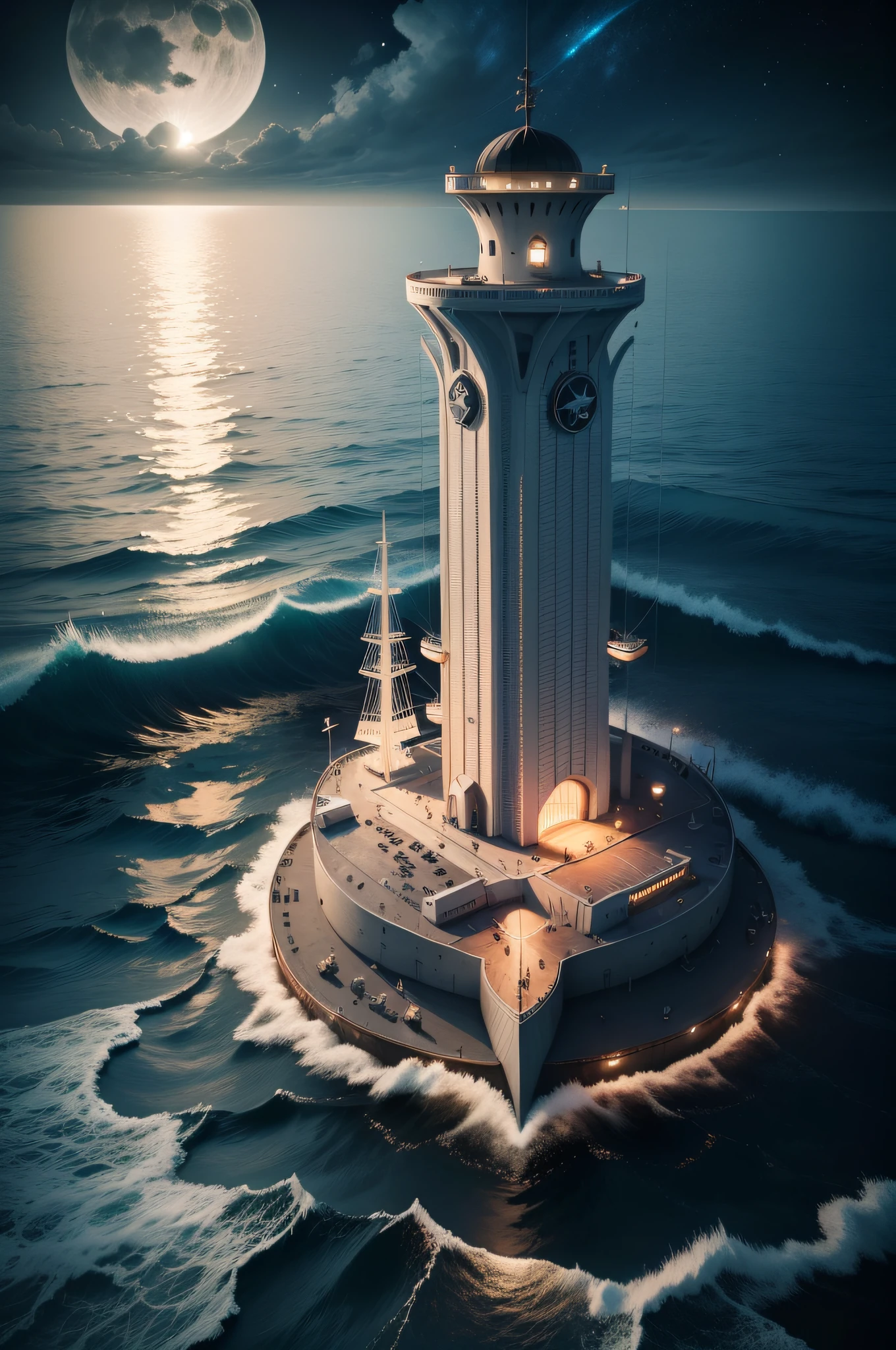 the sea,correspondence,electromagnetic wave,base station,das boot,moons,Tower,radar,Maritime technology,Innovative,frontier,Best quality at best,tmasterpiece,photograph of-realistic,Complicated details,RAW photogr,Photon rendering,8K masterpiece