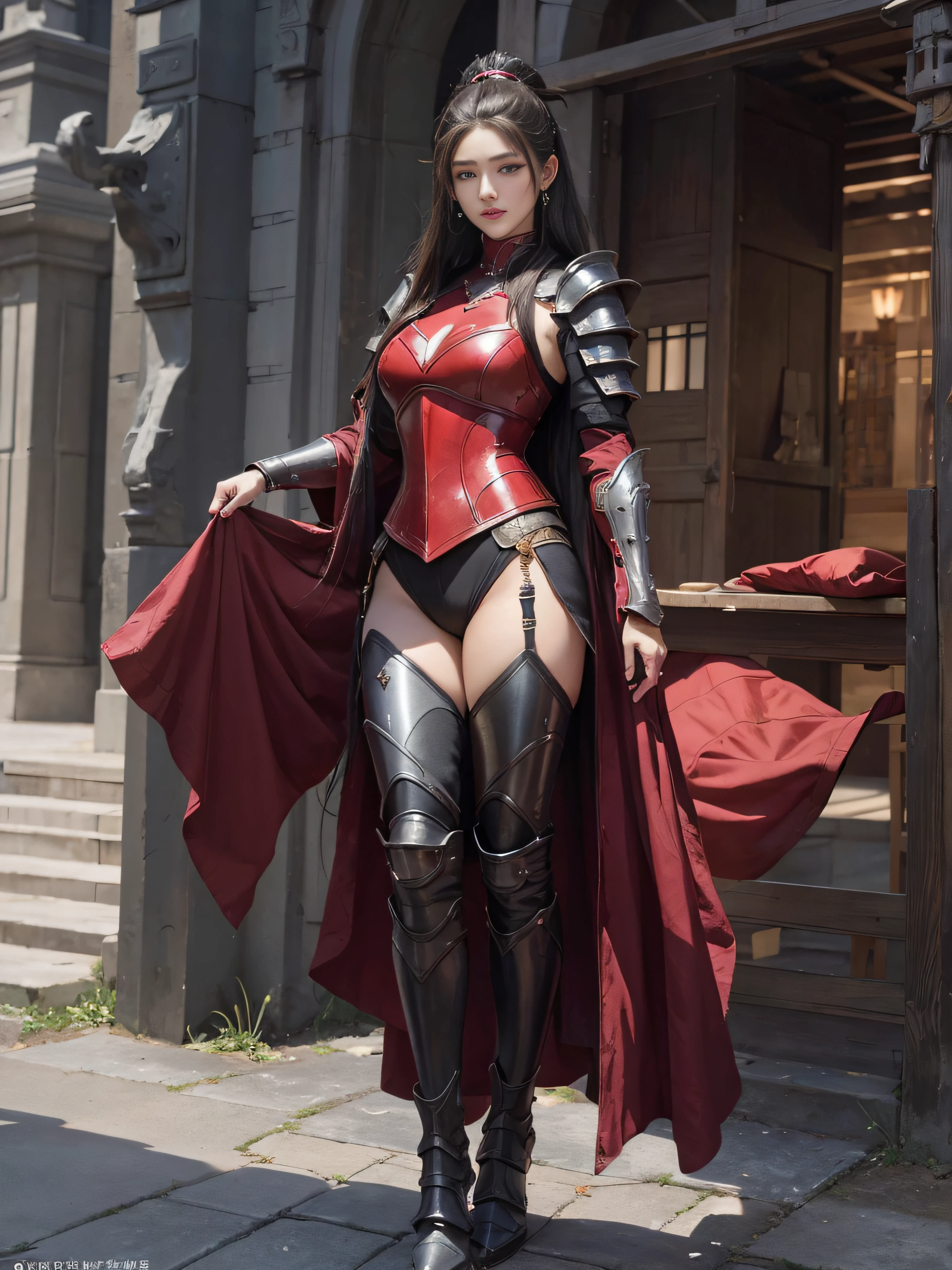 ((masterpiece:1.4)、(Highest quality:1.4)、(Realistic:1.7))、Masterpiece:1.4、(Top-notch rendering:1.4)、(Beautiful Girl Hero 4:1.4)、A beautiful heroine wandering the city:1.4、(Fantastic ancient city ruins:1.7)、(Boris Vallejo's:1.4、Julie Bell:1.4、Luis Royo:1.4、Frank Frazetta:1.4)、20-year-old、(1 Girl:1.4)、(Red Latex Bodysuit:1.4)、(Black super thong panties:1.4)、(Ultra Ultra Bikini:1.4)、(Sexy red corset:1.4)、(Decorations and costumes symbolizing the hero:1.7)、(Put on armor and helmets:1.7)、(He carries a bow and a case containing several arrows on his back and a spear in his hand.:1.7)、(An outfit that emphasizes beautiful breasts:1.4)、Detailed eyes、Beautiful Eyes、double eyelid、{Long Hair}、Beautiful woman with perfect figure:1.4、Perfect proportions:1.4、(Anatomically correct body shape:1.4)、well-proportioned and beautiful udder、(Beautiful girl with a slim waist:1.4)、(Narrow waist:1.4)、(9-body proportions beautiful girl:1.4)、(A beautiful girl with long legs and a good figure:1.4)、Standing、(Full Body Photo:1.4)、(Ancient Heroes' World Fantasy:1.4)、Ruined Old Castle、Megastructures:1.7、Great landscaping、Ancient City Fantasy、Mysterious World、Desolate landscape、Vast ancient dungeon、Photorealistic images、Sharp focus:1.5、Vision:1.7、Draw her as a beautiful girl with a good figure:1.4、Beautiful and well-proportioned hips、Sexy ass、Beautiful feet:1.2、Raw photo、Red lips、Lip Glow、Eyeshadow、Red High Heels、Beautiful face with long face、(choker:1.4、necklace:1.4、Earrings:1.4)、Supermodel:1.4、Nikon SLR D6、Natural light、Lighting technology that creates beautiful expressions、Ideal lighting、(フォトRealistic:1.4)、Raw photo、A beautiful heroine wandering through the ruins of an ancient city:1.4
