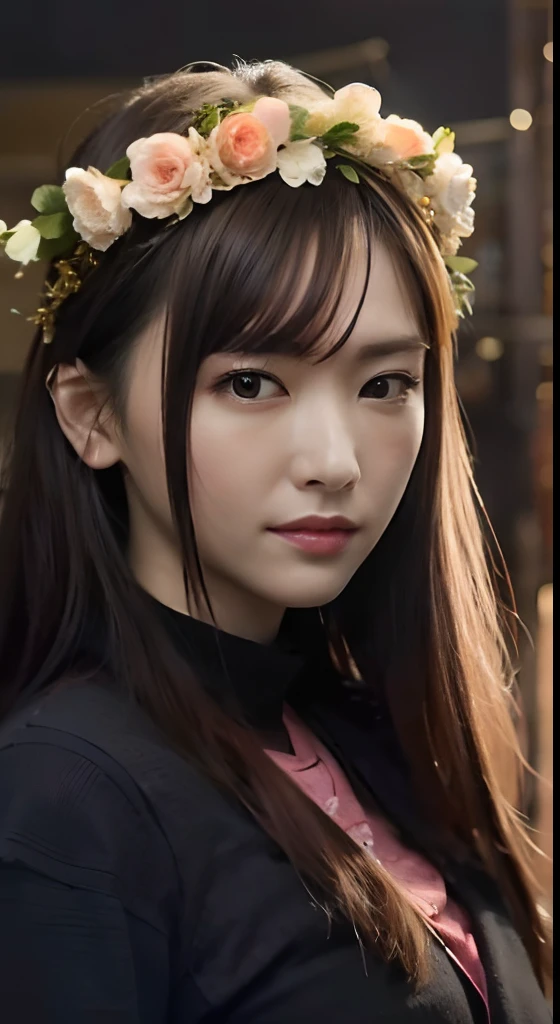 Araved woman with a flower crown on her head, portrait of jossi of blackpink, portrait jisoo blackpink, portrait of a japanese , Soft portrait shot 8 K, portrait of female korean idol, Guviz-style artwork, detailed face of a asian girl, young cute wan asian face, Palace , A girl in Hanfu