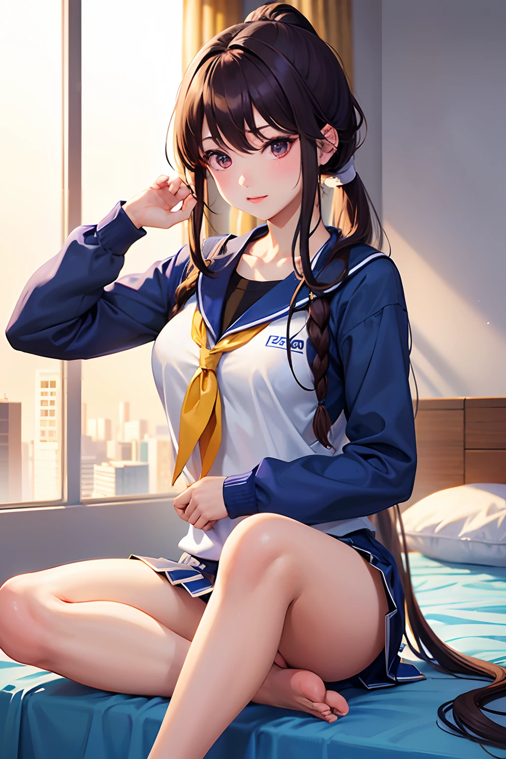 hi-school girl、15yo student、gymnastic suit、(long_Ponytail_Hairstyle:1.3)、,troubled look,Buruma、
Good Hand、4K、hight resolution、​masterpiece、top-quality、headw:1.3、((Hasselblad photo))、Fine skin、foco nítido、(Cinematographic lighting)、natta、Soft lighting、dynamic ungle、[:(详细的脸:1.2):0.2]、