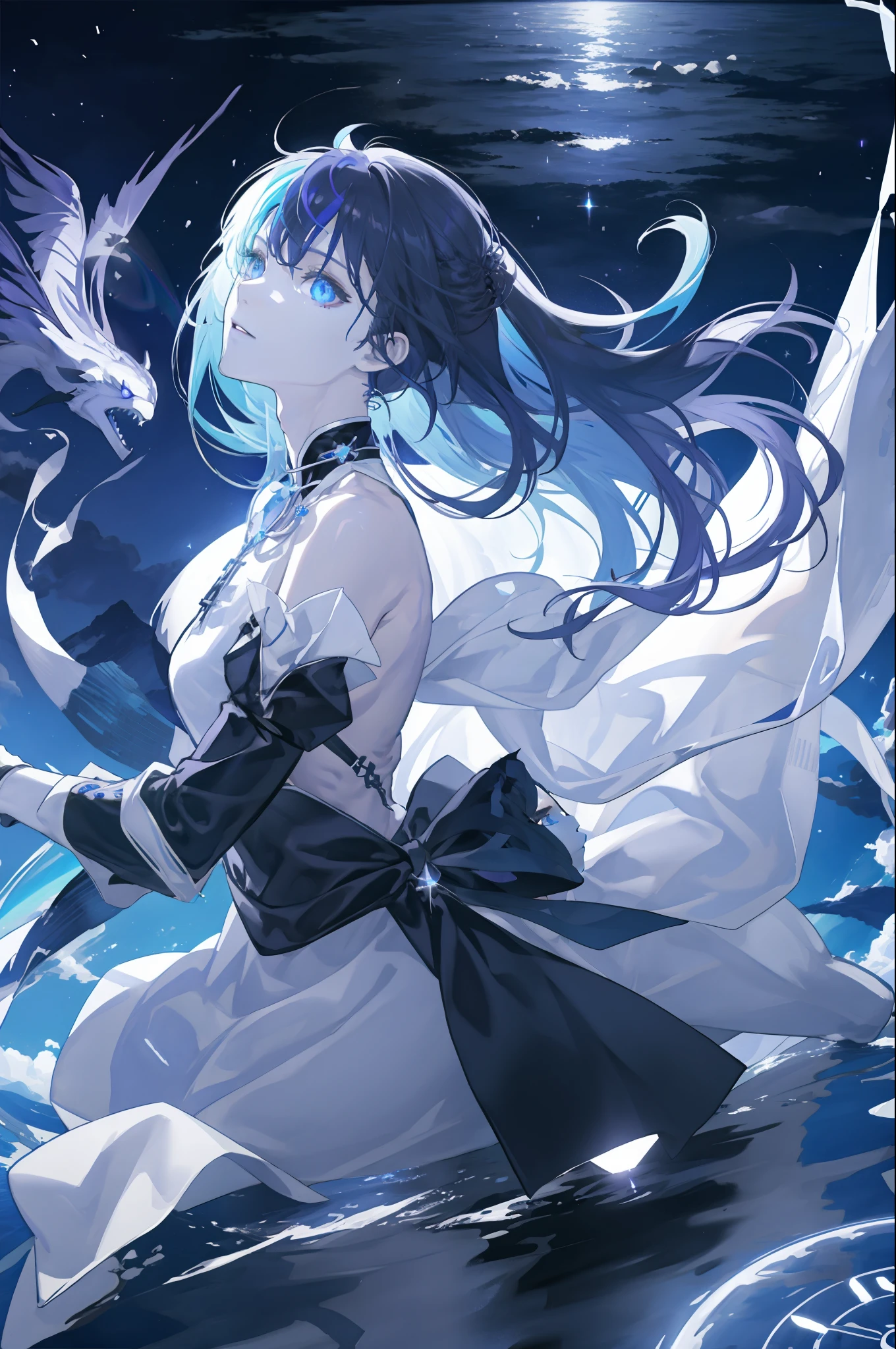 {{{{masterpiece}}}}, {{{Super detailed}}}, {{{high resolution}}}, {{Good anatomy}}, (((best quality))), ((extremely delicate and beautiful)), {{Extremely detailed and refined}}, {8k cg wallpaper}, {{illustration}}, (Grayscale with colored background:1.1), Ray Tracing, Bokeh, black background, (Ink splash:1.3), 1 Girl, Solitary, Hush Tao, Symbol-shaped pupil, Urgent 1,Female Kirito,Long hair