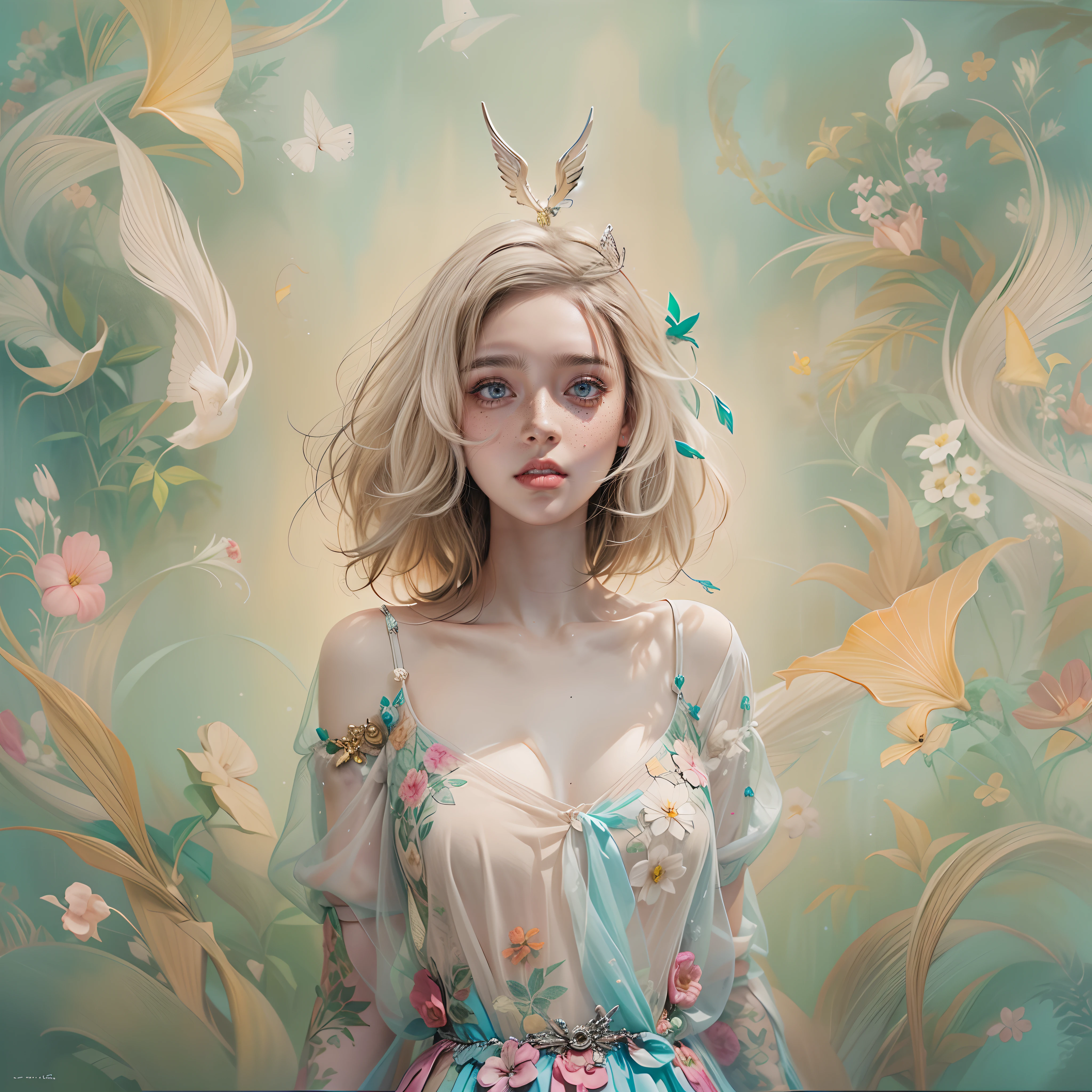 girl、Photo、Fantastical、Loretta Luxe、PastelColors、hitornfreckles、surrealism:1.3,