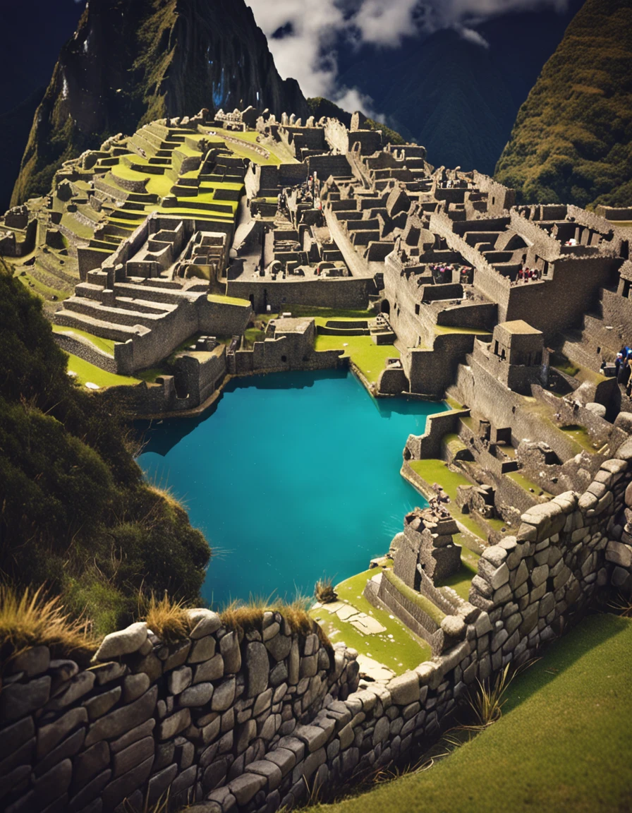 (Tilt-shift), Machu pichu, in a snowy land