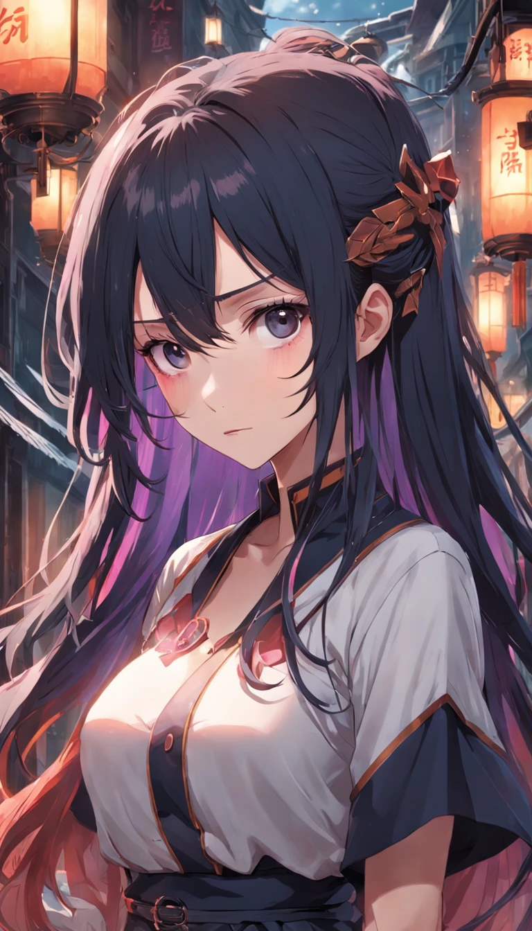 ((Highest quality)), ((masterpiece)), (detailed), (Perfect Face)、(The woman was a 12-year-old geisha princess from Japan's Warring States period., Beautiful black hair and a beautiful face Located in a luxurious samurai residence.、The woman is wearing a Japanese white kimono with a richly embroidered red shiny robe over it. Her hair is Japanese geisha、Styled in a courtesan hairstyle It is decorated with gorgeous ornaments from the Edo period., She is forced to have sex with a dirty old man and cries when he shoves his penis into her pussy.