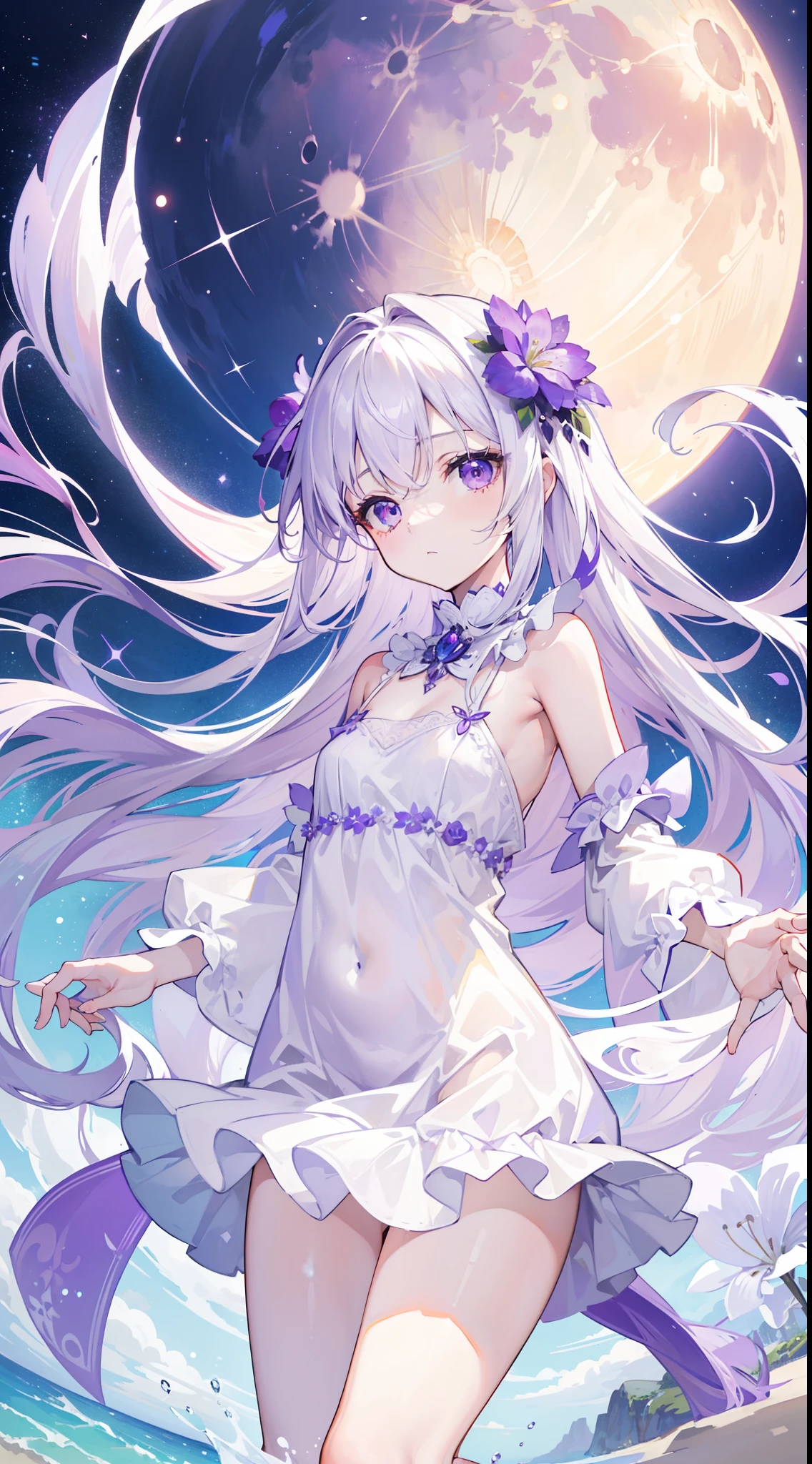 1girl, アニメ, cute girl, blank background, white background, fantasy, detailed fantasy dress with highlights, beautiful face, beautiful eyes, dark colors, black hair with multicolor streaks, red eye with different color pupil in eye, multicolor eye, medium breasts, slight cleavage, beautiful skin, cute, breast curtains, extremely delicate and beautiful, (beautiful detailed face:1.0), (detailed deep eyes), symmetrical breasts, deep eyes, shiny skin, portrait, slender waist, hips wider than shoulders, thighs, expressionless, young girl, luminous eyes, adorable，（Kpop idol）,（aegyo sal：1），（Platinum blonde hair：1），（（puffy eye）），Black panty，sexy posture，Superskirt, Ultra-high resolution，Black collar，slim figure, Abdominal y tattoo, womb tattoo，Tight-fitting leg ring，y tattoo on half-body，Bare skin, Armored hand，Hidden fingertips，Hand covered，Arm covered，Fist covered,{{beautiful detailed fingers}}, tufts of hair, moderate beautiful breast:1.0,(masterpiece:1.2), best quality, high-res, HDR, perfect face, intricate armor, delicate blue filigree, intricate filigree, red metalic parts, detailed part, dynamic pose, dynamic lights, cute face, neutral expression, shuimobysim, lotus, Hanfu, maxi skirt, dress conservatively 1girl, 独奏, long blue hair, standing, One lady,ars,((White hair) ,(Shiny purple bodysuit with microskirt),((Fantasy, Moon Night)), gradient_eyes,