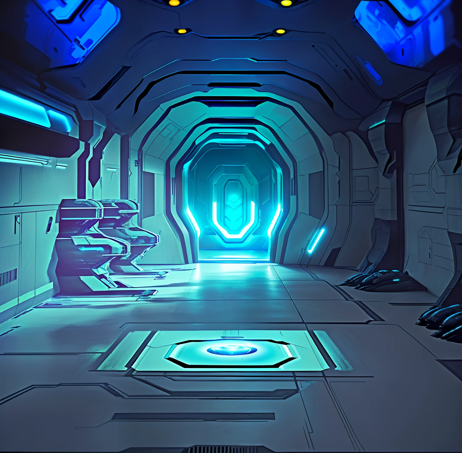Portals，Transmission channel, Spaceship corridor background, interior background art, arte de fundo, alien room background, futuristic room background, archillect concept art, sci fi background, spaceship hallway, scifi environment, arena background, interior of an alien spaceship, Background cyberpunk spaceship, futuristic hall, futuristic environment, Futuristic room, hard edges concept art