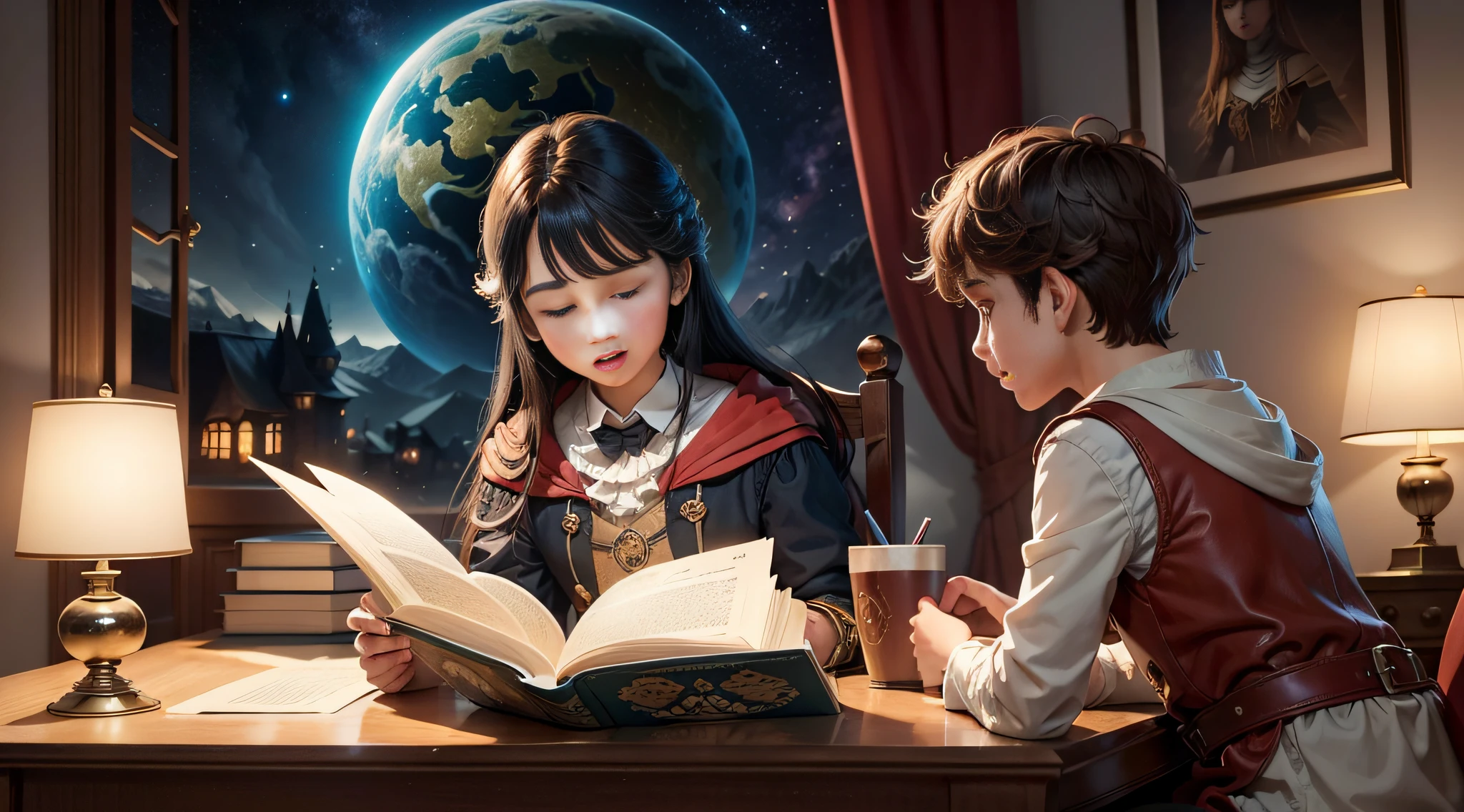 The logo is a charming and vibrant pictorial representation that captures the essence of imagination and fun. In the center, there is an open book with pages that seem to fly, like wings, in a graceful motion. The pages are filled with colorful illustrations of adorable characters and elements of nature, which reflect the magical world of children's stories.
Above the book, a small halo composed of bright stars creates a glow effect, conveying the feeling of enchantment and fascination. To the left of the book, an illustration of a smiling child, wearing a goblin hat, stares in wonder at the open book, representing the infectious joy of immersing himself in captivating stories.