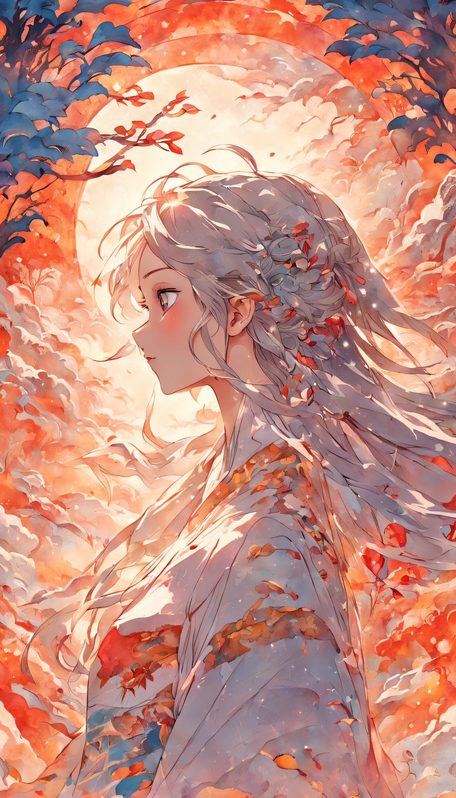 (White background:1.4),(Silhouette of a girl's head, Eyes closed, colorfull long hair, Oriental elements),(Chinese illustration:1.3,paper art:1.3, Quilted paper art:1.2),( reasonable design, Clear lines, High sharpness,Best quality, Very detailed, Masterpiece, movie light effect, 4K )