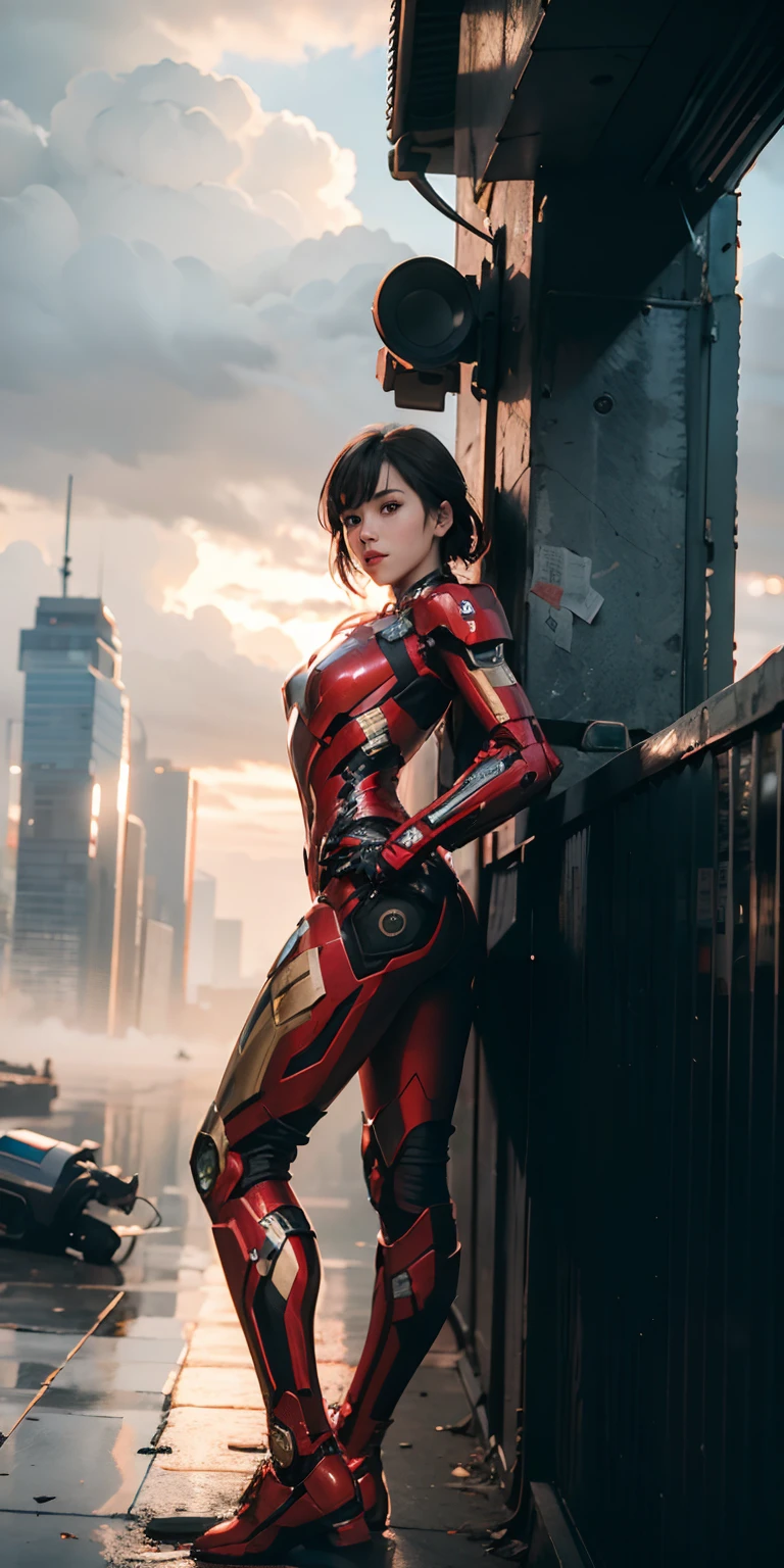 (1girl:1.3), solo,__body-parts__, official art, unity 8k wallpaper, ultra detailed, beautiful and aesthetic, beautiful, masterpiece, best quality, RAW, masterpiece, super fine photo,, best quality, super high Resolution, photorealistic, sunlight, full body portrait, stunningly beautiful,, dynamic pose, delicate face, vibrant eyes, (side view), she is wearing a futuristic Iron Man mech, red and gold, Highly detailed abandoned warehouse background, detailed face, detailed complex busy background, messy, gorgeous, milky, high detailed skin, realistic skin details, visible pores, sharp focus, volumetric fog, 8k uhd, dslr camera, High quality, film grain, fair skin, photorealism, lomography, sprawling metropolis in a futuristic dystopia, view from below, translucent