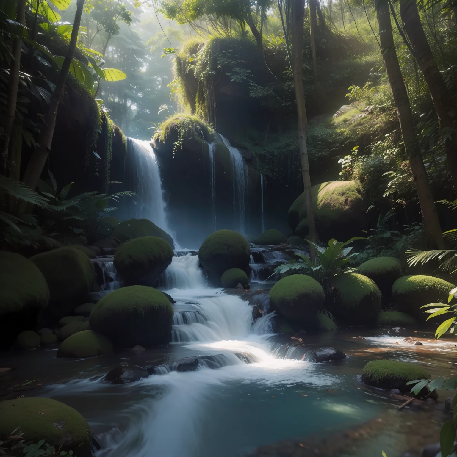 Floresta,ultra realista,filtro azul escuro, nevoeiro,8k, qualidade alta,obra-prima,ultra realista,foto realista, qualidade mais alta
