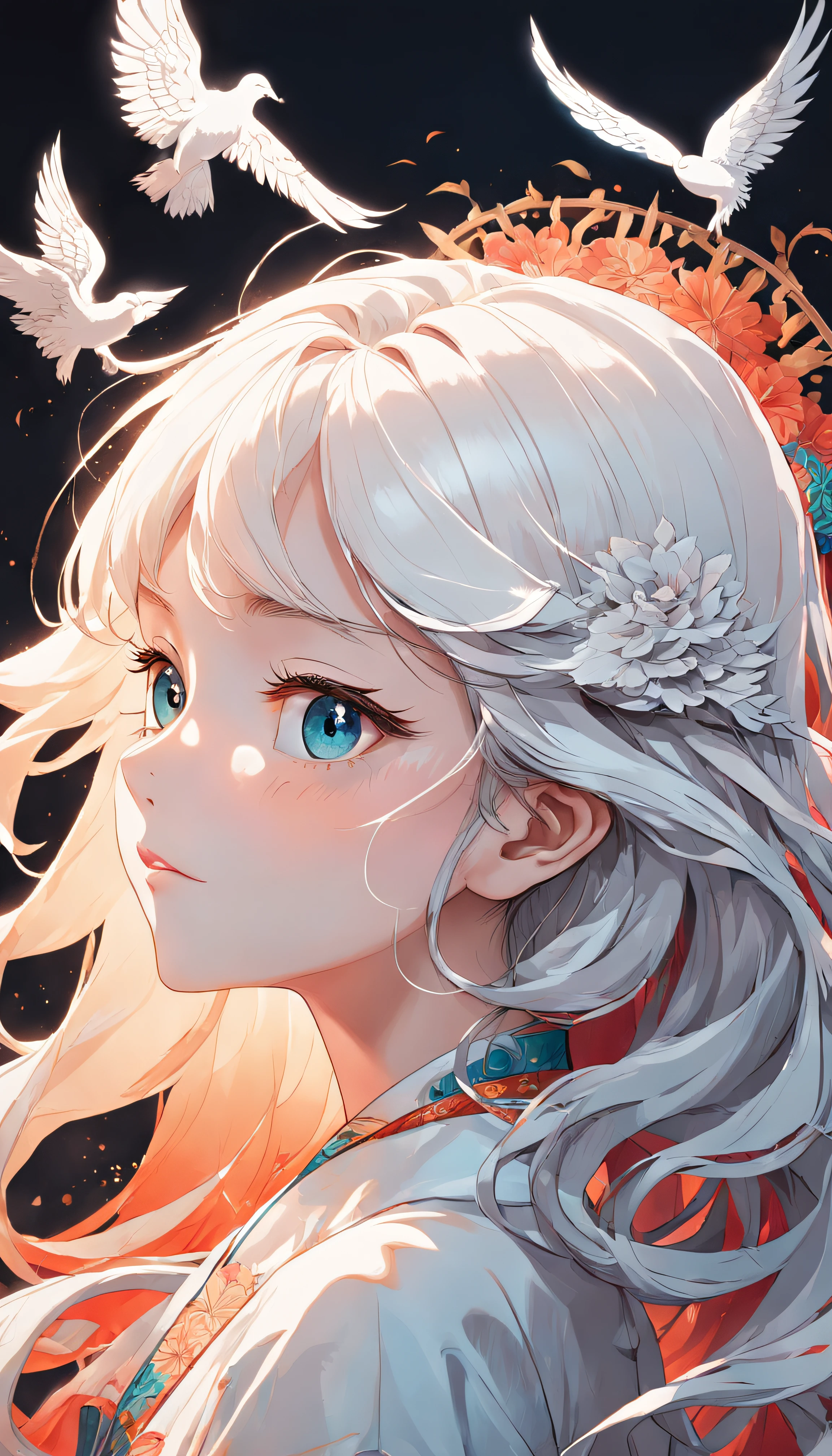 (White background:1.4),(Silhouette of a girl's head, Eyes closed, colorfull long hair, Oriental elements),(Chinese illustration:1.3,paper art:1.3, Quilted paper art:1.2),( reasonable design, Clear lines, High sharpness,Best quality, Very detailed, Masterpiece, movie light effect, 4K )