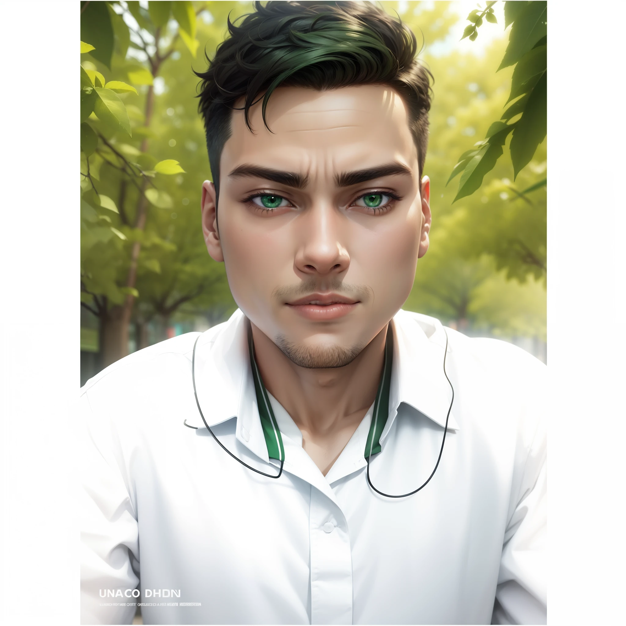 Change background green City, Handsome boy, cute face, 4k , Anime face, Ultra HD