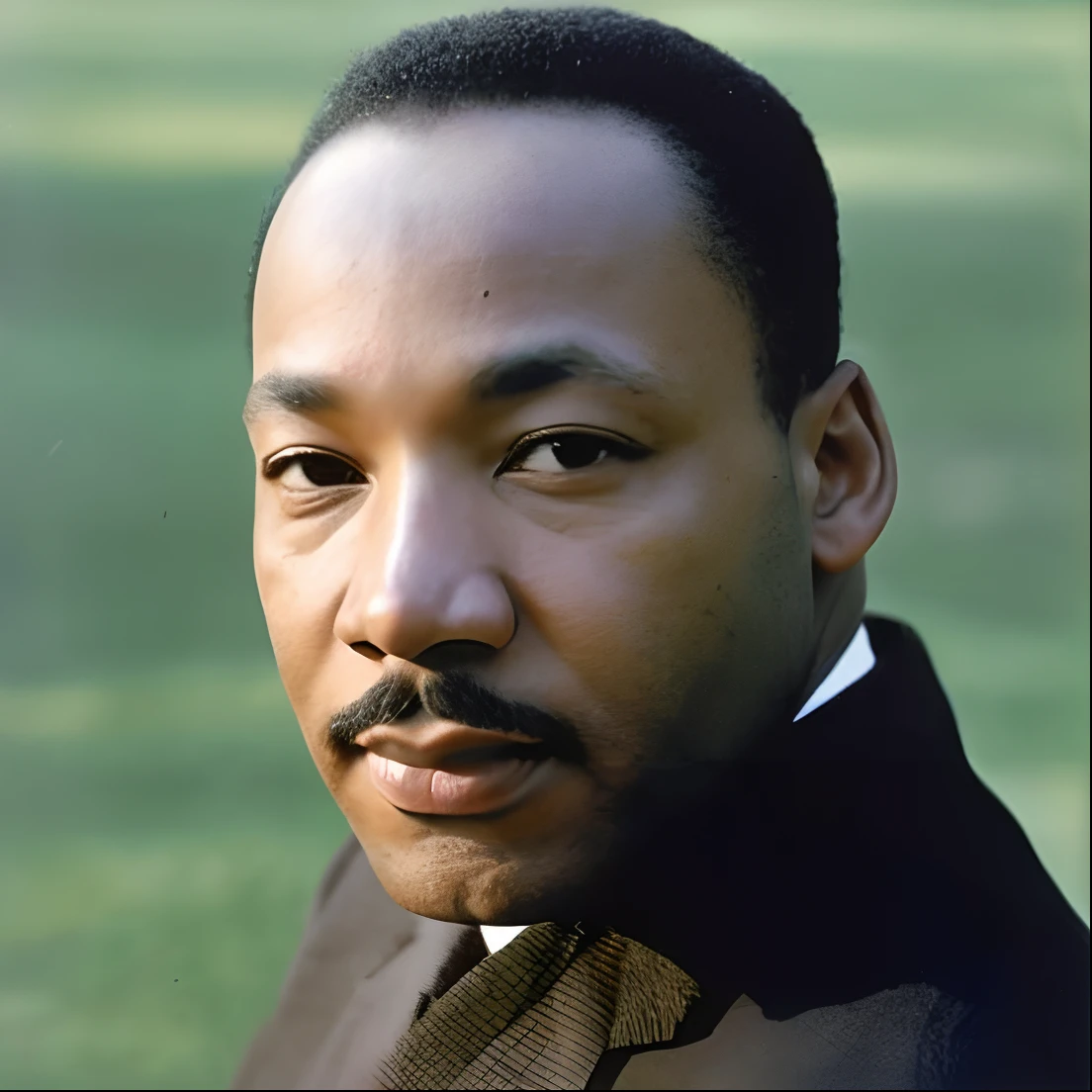 a detailed portrait of martin luther king speeching in a low point of view. White background