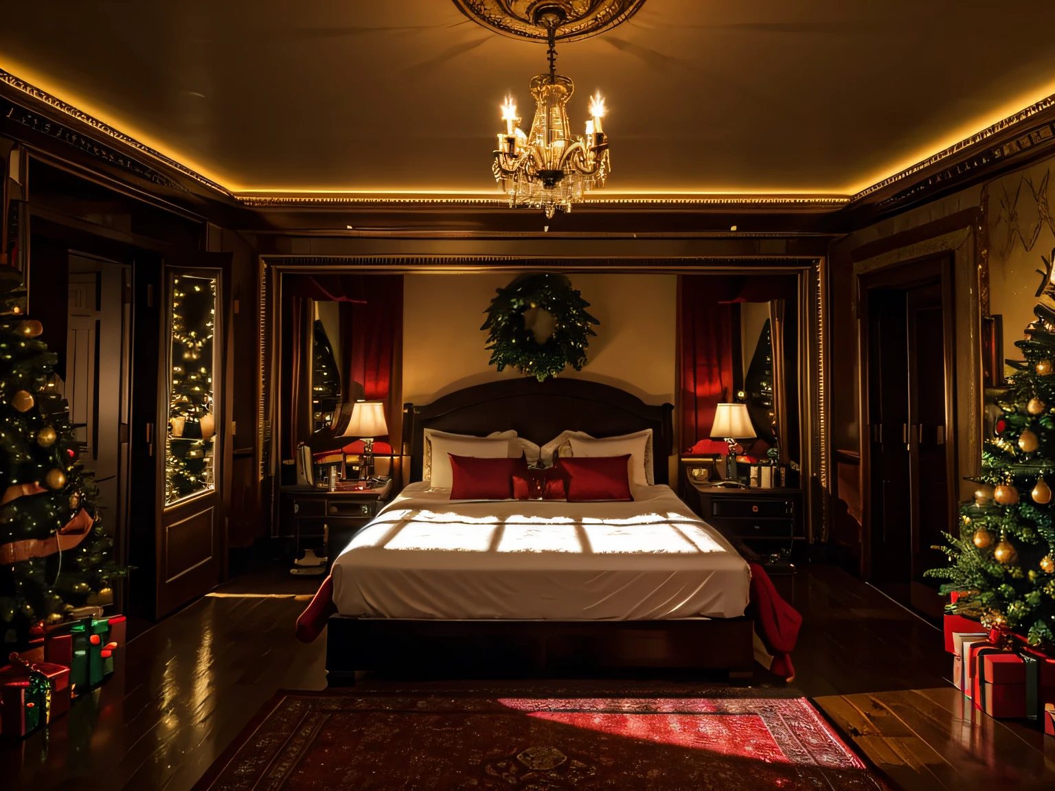 Christmas theme, inside in room, liveroom,brightly, surrealism, Cinematic lighting, Sony FE, Sony FE GM, 35mm, hyper HD, retinas, Masterpiece, ccurate, Super detail, High details, High quality, Award-Awarded, Best quality, A high resolution