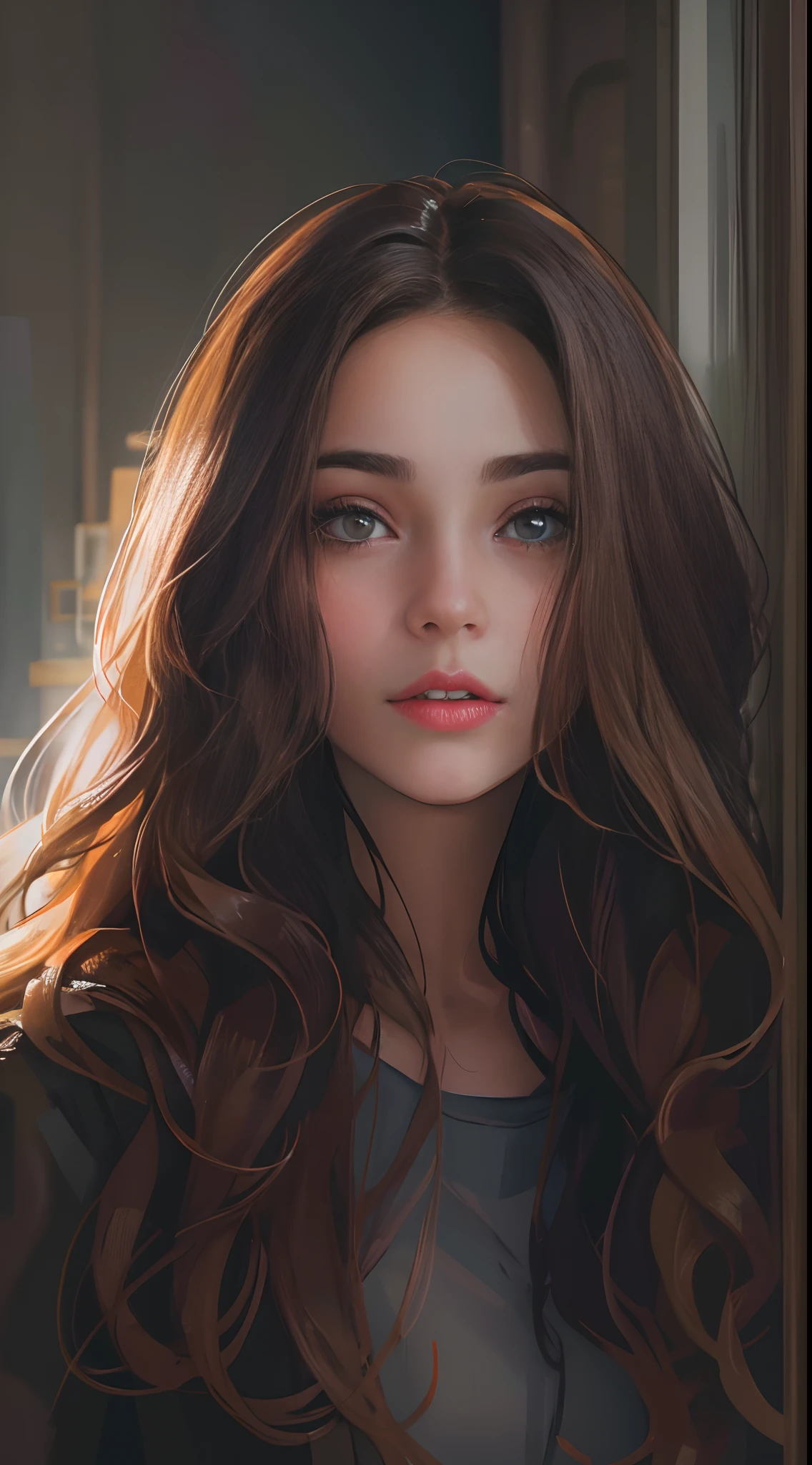 a close up of a person with long hair, girl with brown hair, attractive brown hair woman, brunette woman, portrait featured on unsplash, aenami alena, photo of young woman, beautiful female face, long wavy brunette hair, beautiful woman face, attractive young woman, young woman's face, long brunette hair, a cute young woman, beautiful feminine face