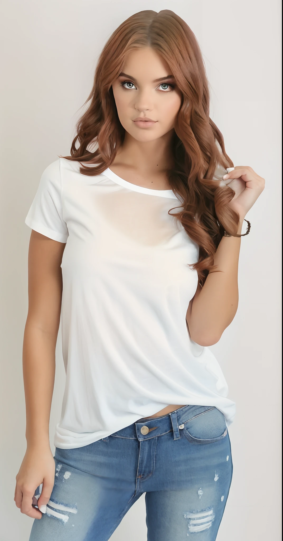 Uma mulher bonita em uma camisa branca e jeans posando para uma foto, camiseta branca, casual white garment, Camiseta Branca Lisa, camiseta branca, camiseta branca, tampo branco, vestido com uma camiseta branca, vestido com uma camiseta branca, camisa branca, vestindo camisa branca, roupas brancas da moda, roupas brancas da moda, white clothing, vestindo uma camisa branca