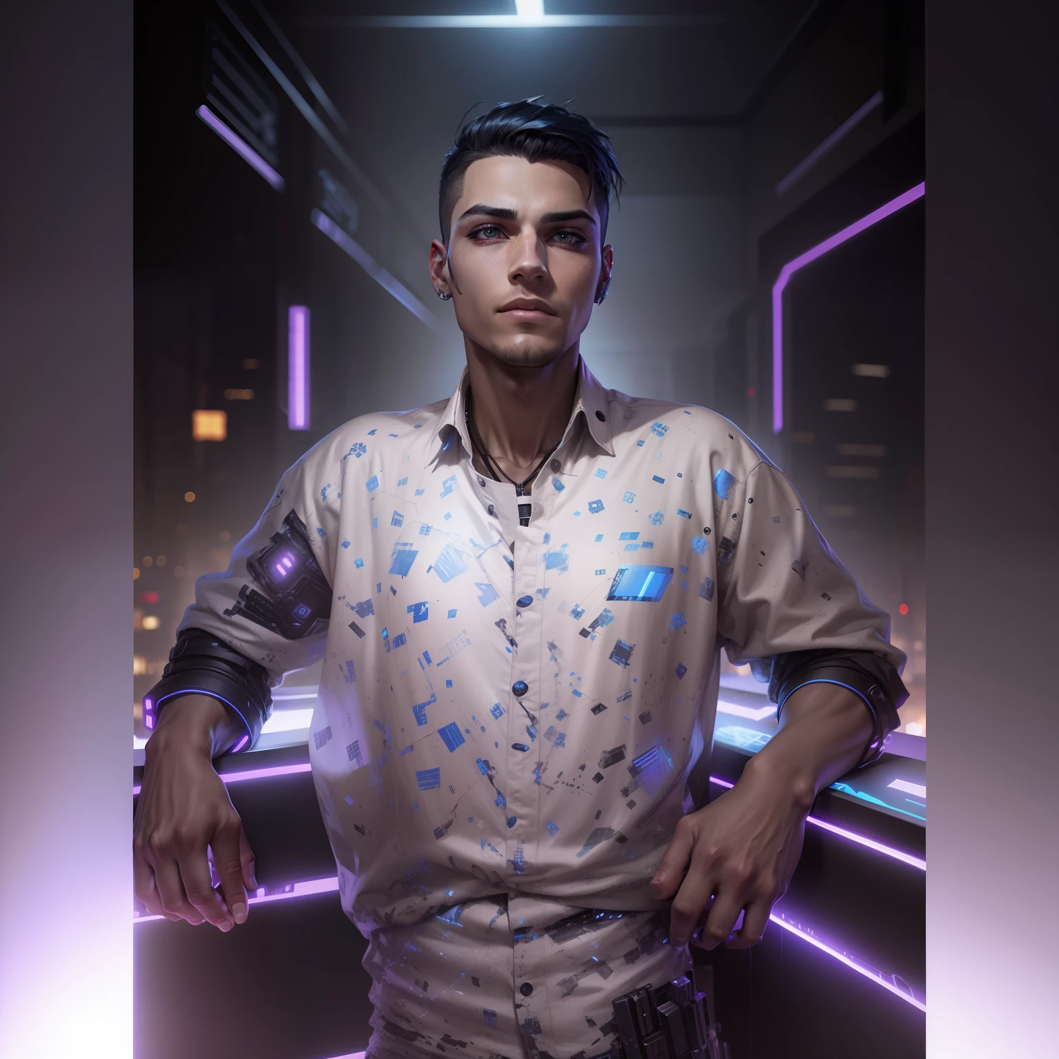 Change background cyberpunk handsome boy, realistic face, 8k, ultra realistic]