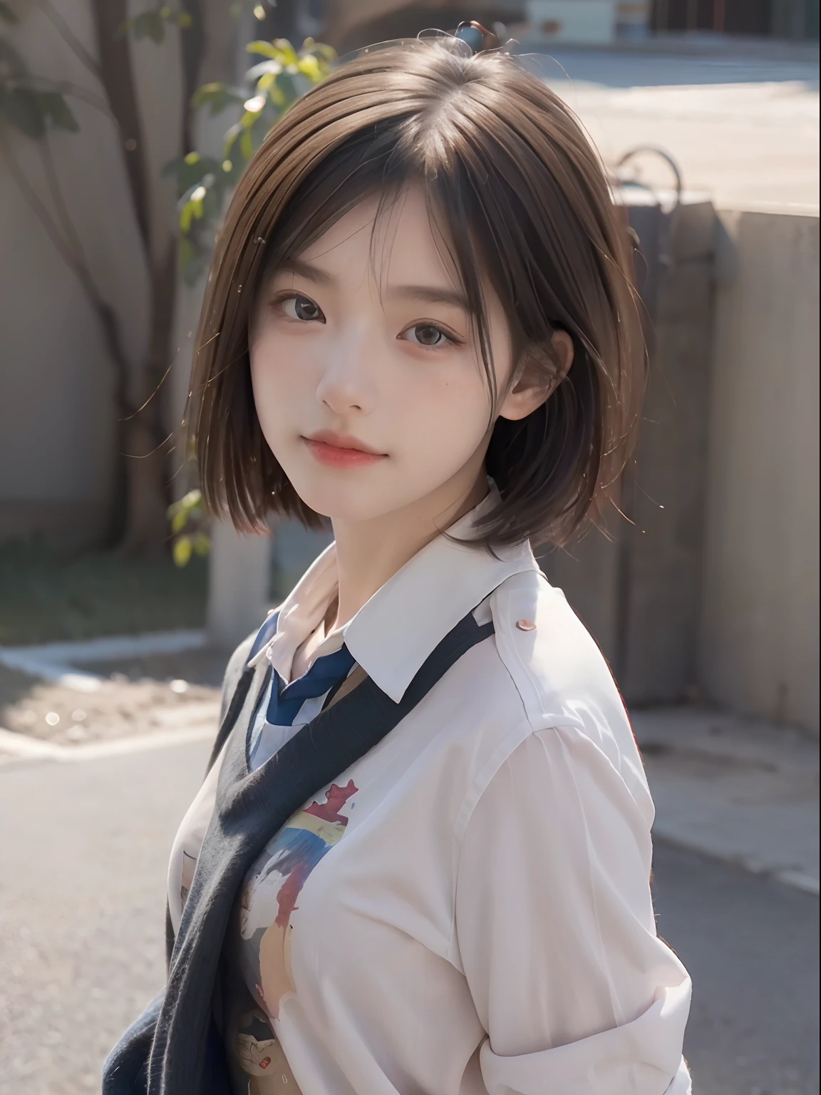 Best quality, Masterpiece, 超A high resolution, (Photorealistic:1.4), RAW photo, 1girll,school uniform, Short hair,, (Masterpiece, Best quality, High quality, A high resolution, Ultra-detailed),