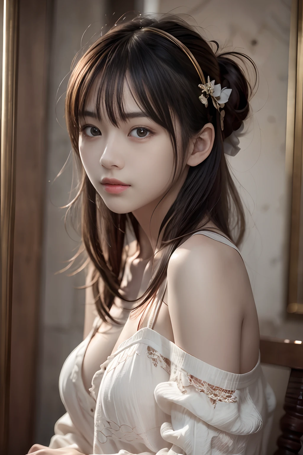 Best quality,masterpiece,ultra high res,(photorealistic:1.4),1girl,shoulder,charming,Looking at the camera,