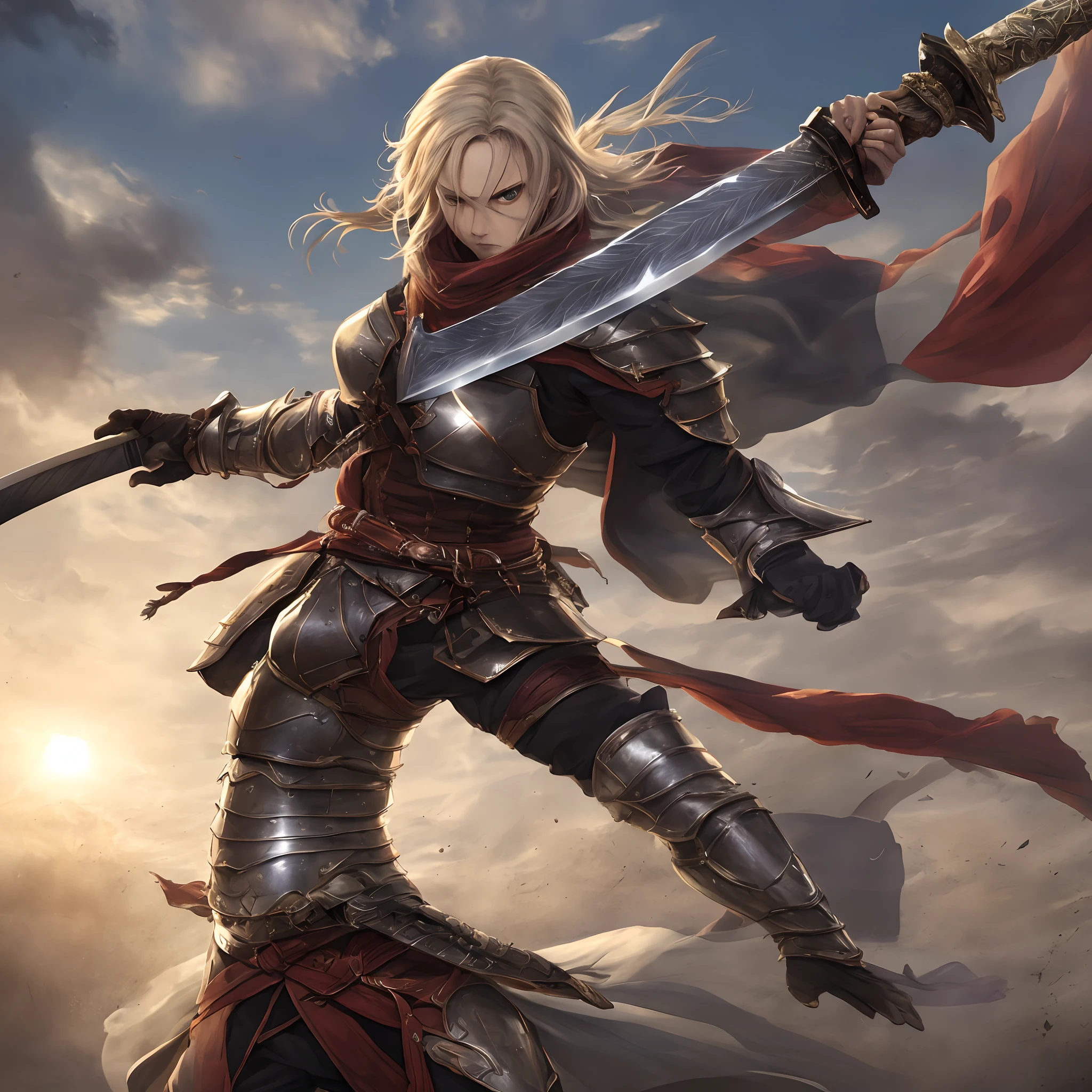 Holy Sword　s Armor　Lively poses　Thrust your hands forward　Slashing　Great sword　I'm about to come off my mask