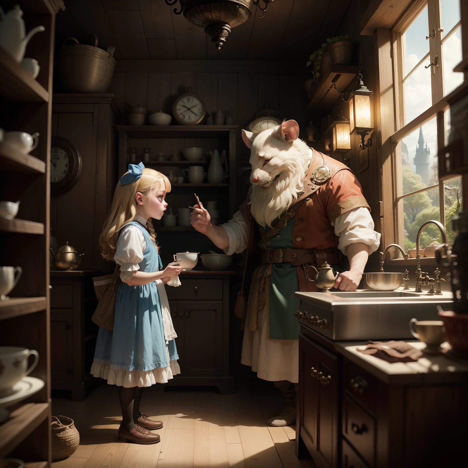 at 8K resolution、The rat and the dwarf who wandered into Alice in Wonderland、Eta、Depicting a retro world view woven by shining creatures