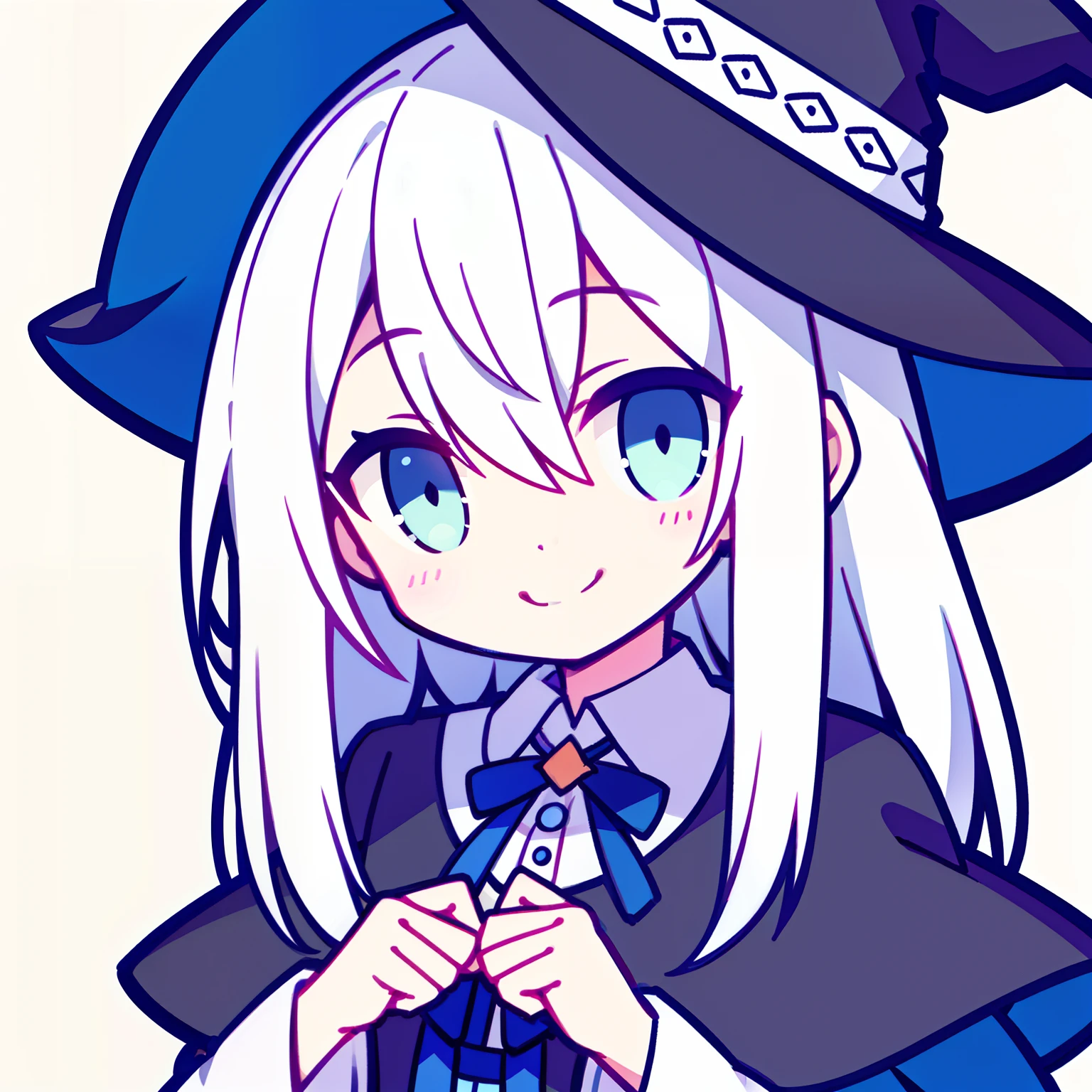 Draw a white-haired witch,With a smile