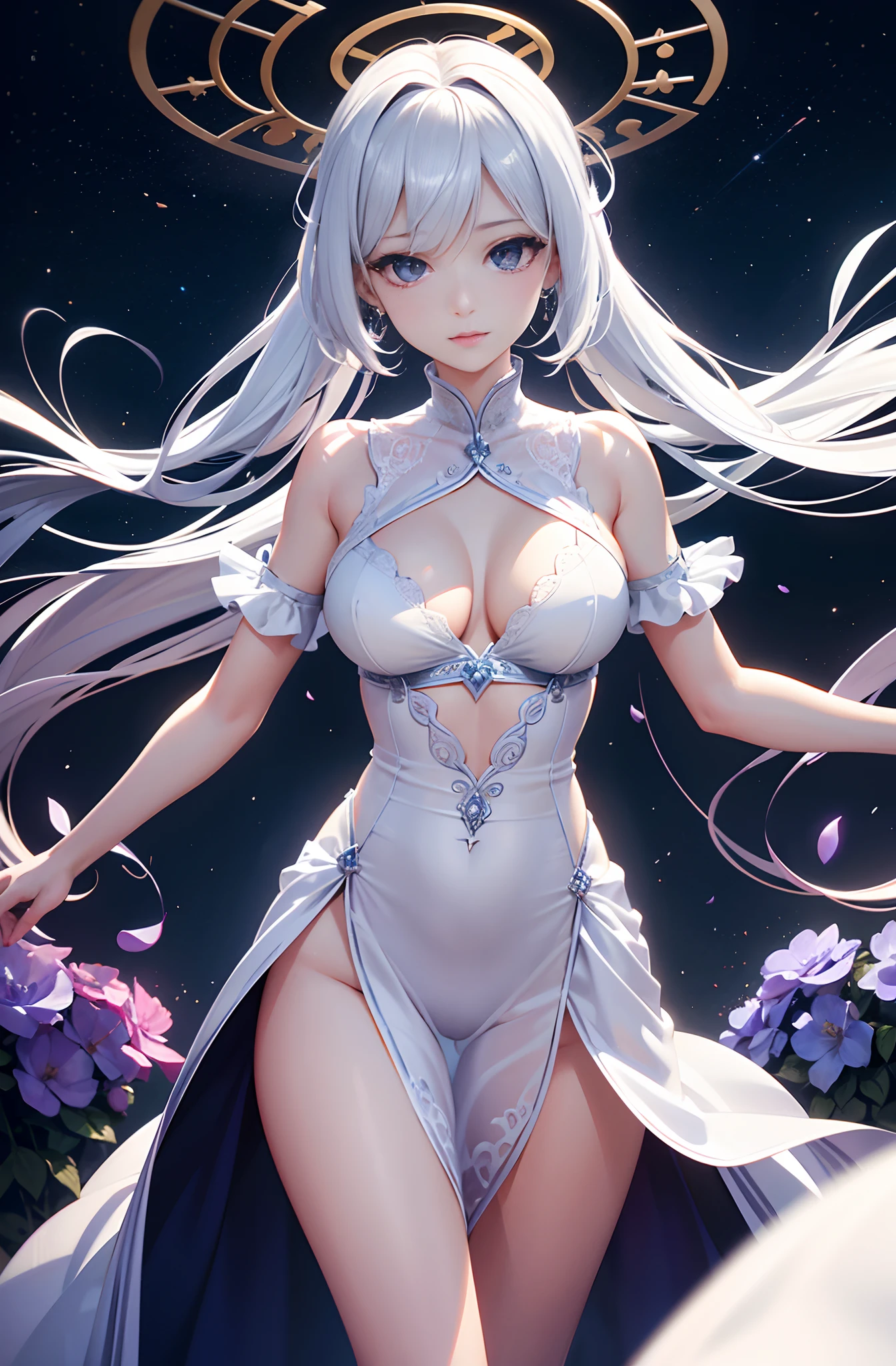offcial art, Unity 8k壁紙, ultra - detailed, Beautiful and beautiful, tmasterpiece, best qualtiy, (Zen Buddhism, datura, Tangles, tangled), (s fractal art:1.3) , 1girll,, The is very detailed, dynamic angle, cowboy lens, The most beautiful form of chaos, ellegance, Fauvistdesign, vivd colour, romanticism lain, atmospurate, A note of ecstasy, Flow notes are visible
Information royal sister,Detailed eyes,详细的脸,mature face,Ripe body,Tall body,Seductive body,Long legs,4k,k hd,fleshy feeling,White translucent lace,White plump delicate body,Beautiful face,Cherry small mouth,Beautiful and delicious(3D royal sister),a plump buttocks,