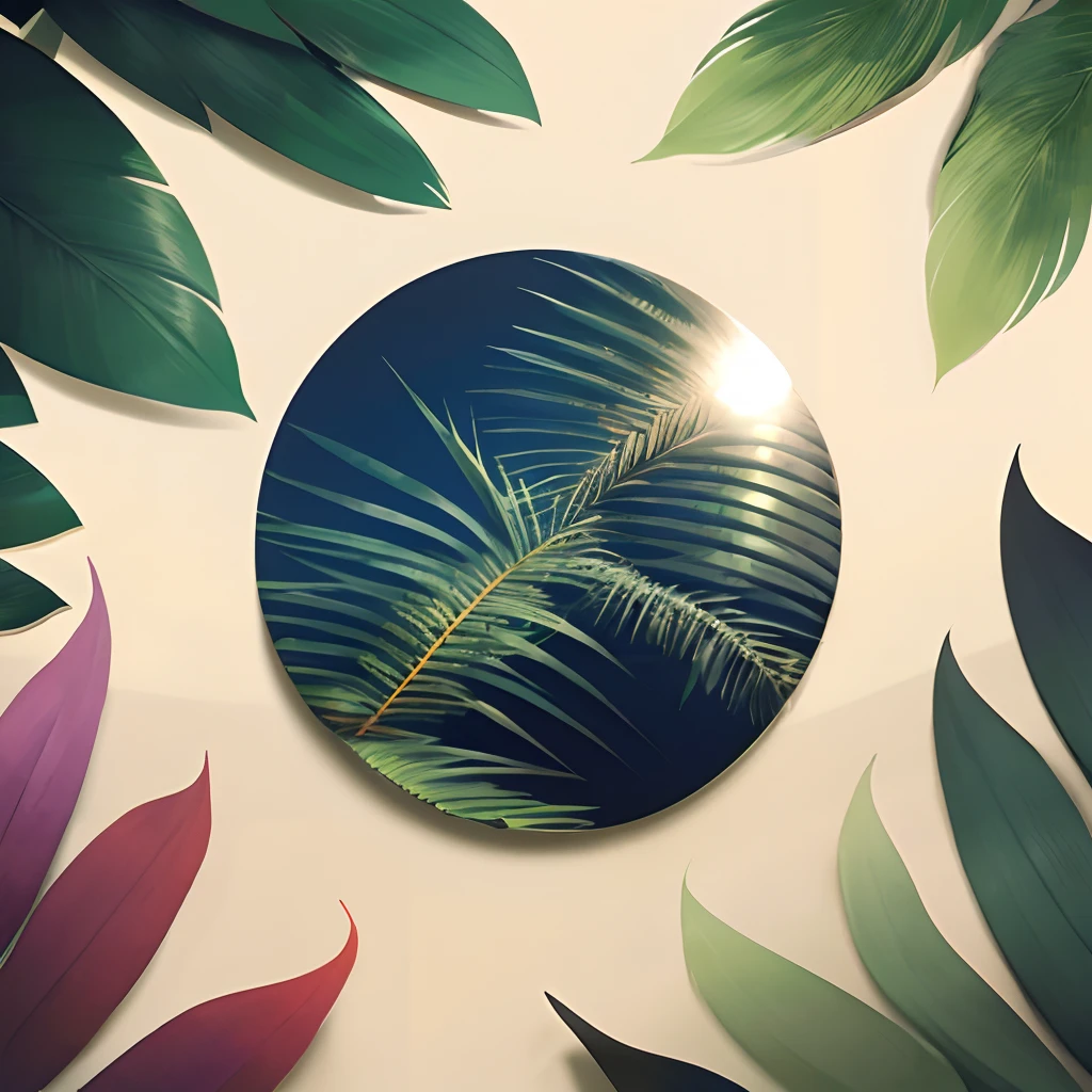 Countless palms around the picture,The middle is blank
