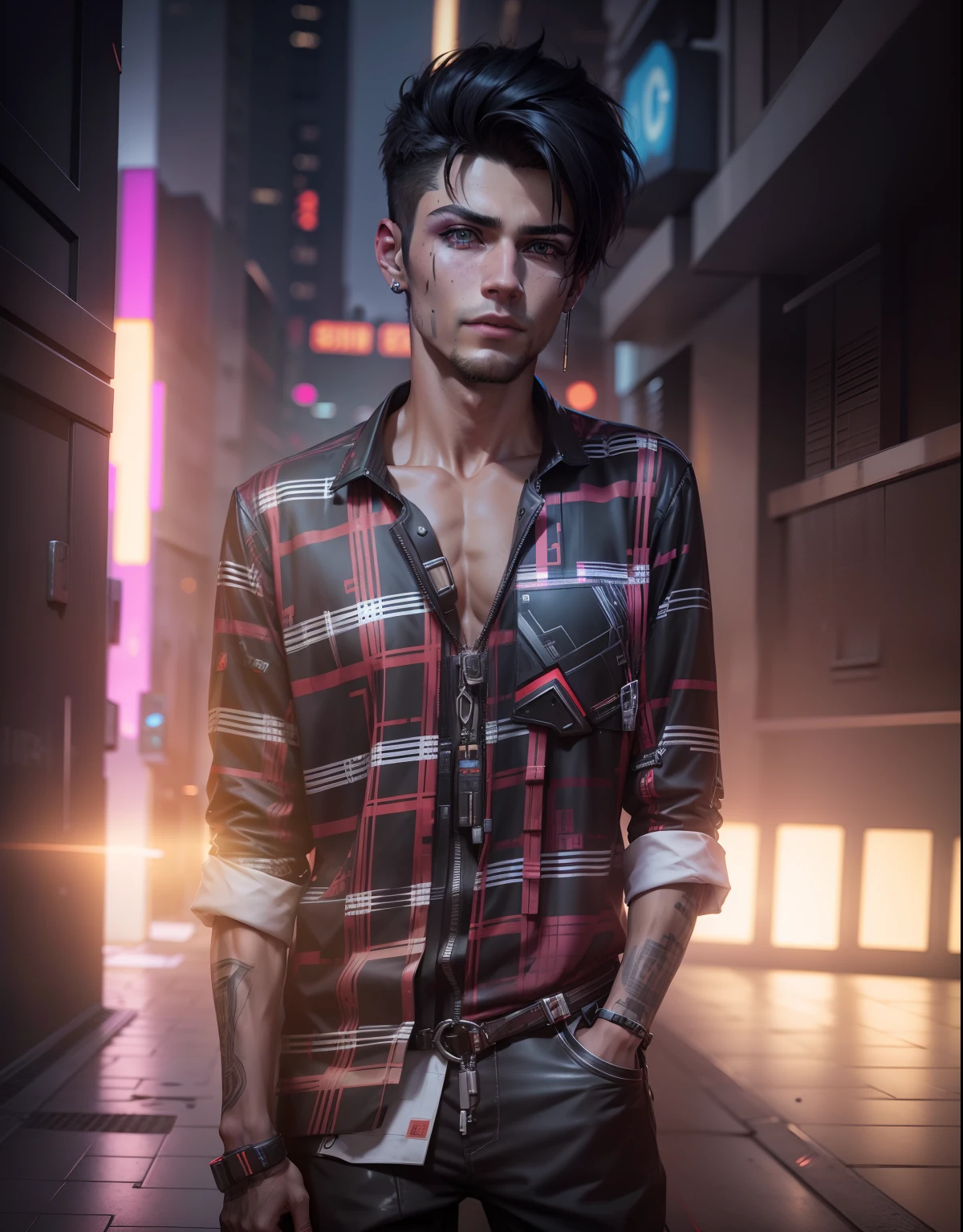 Real face cyberpunk handsome boy realistic and 8k ultra