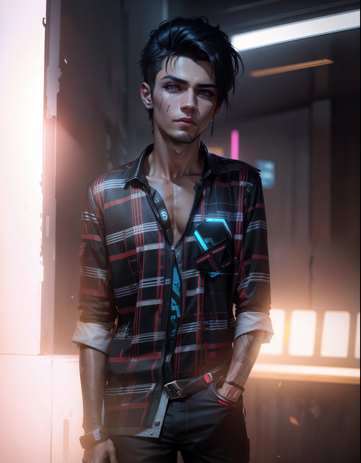 Real face cyberpunk handsome boy realistic and 8k ultra