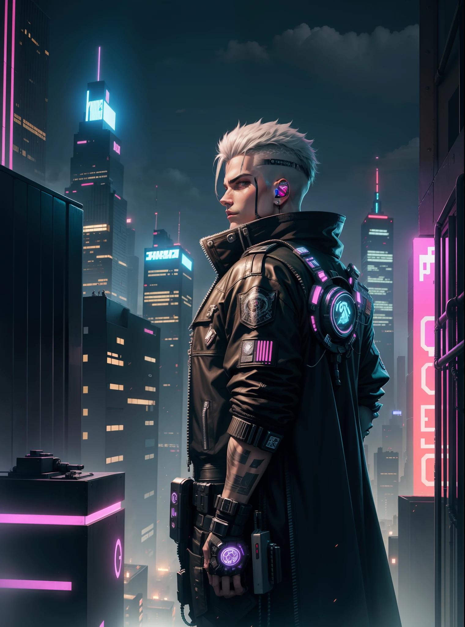 Cyberpunk City Rooftop Boys
