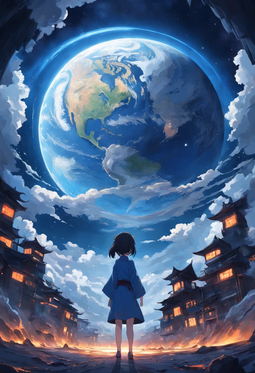 Blue Earth seen from the surface of the moon、Masterpiece、realisitic