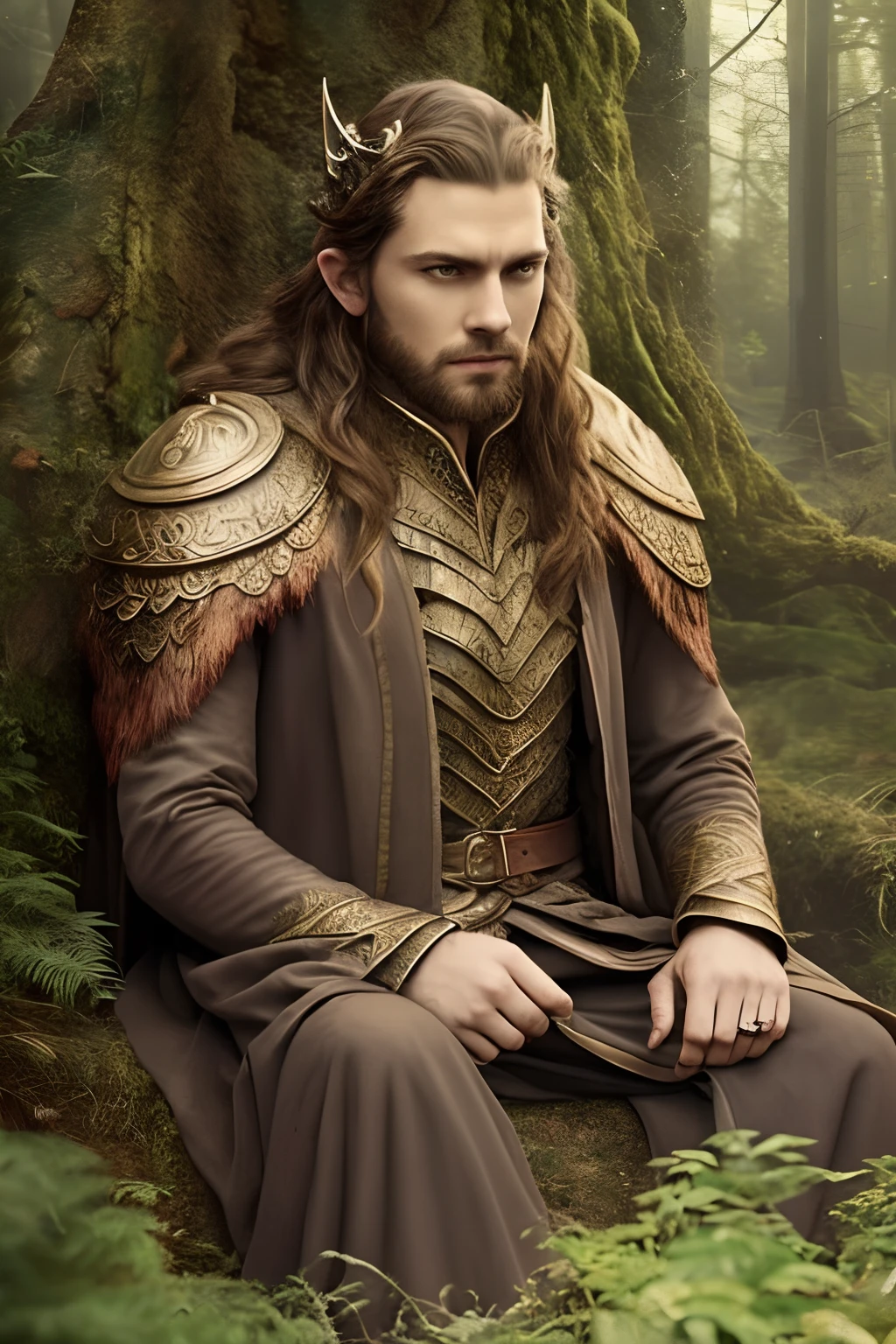 elven king, male, handsome, throne, Forest, magic --auto --s2